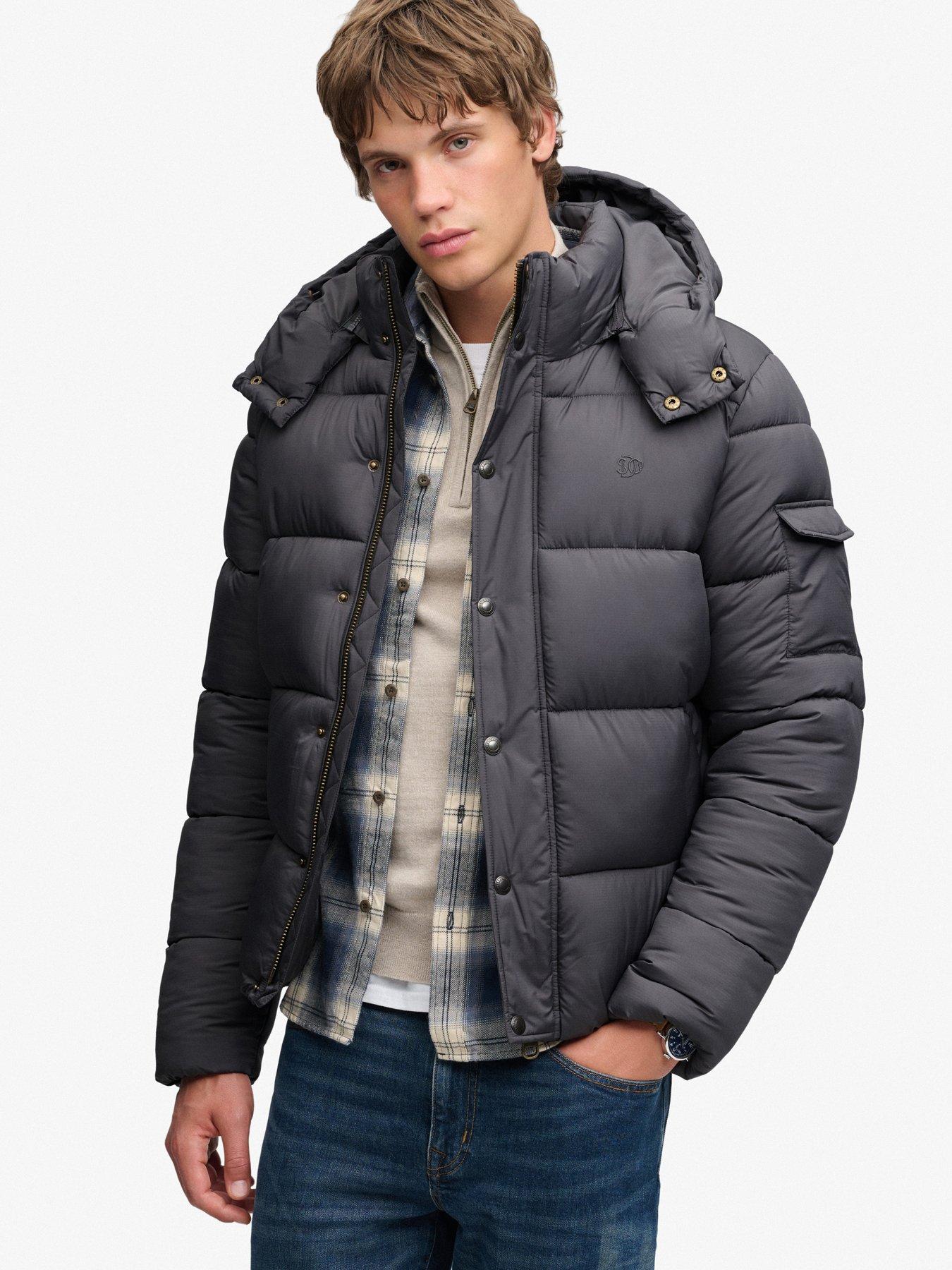Image 1 of 6 of Superdry Mens Premium Ripstop Puffer Jacket - Grey