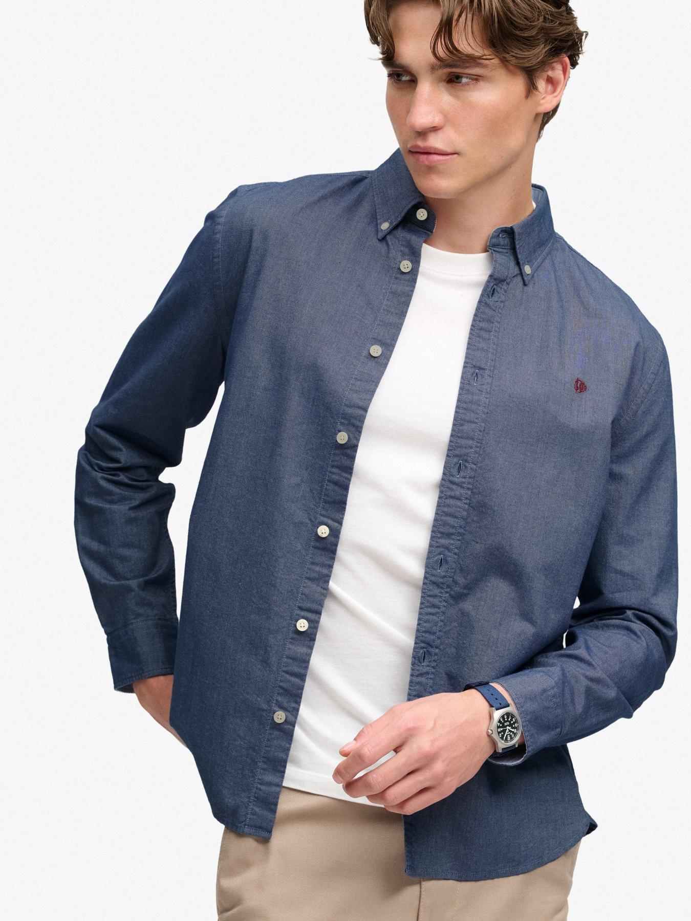 Superdry Bleu Long Sleeve Shirt Oxford Preppy - Image 2
