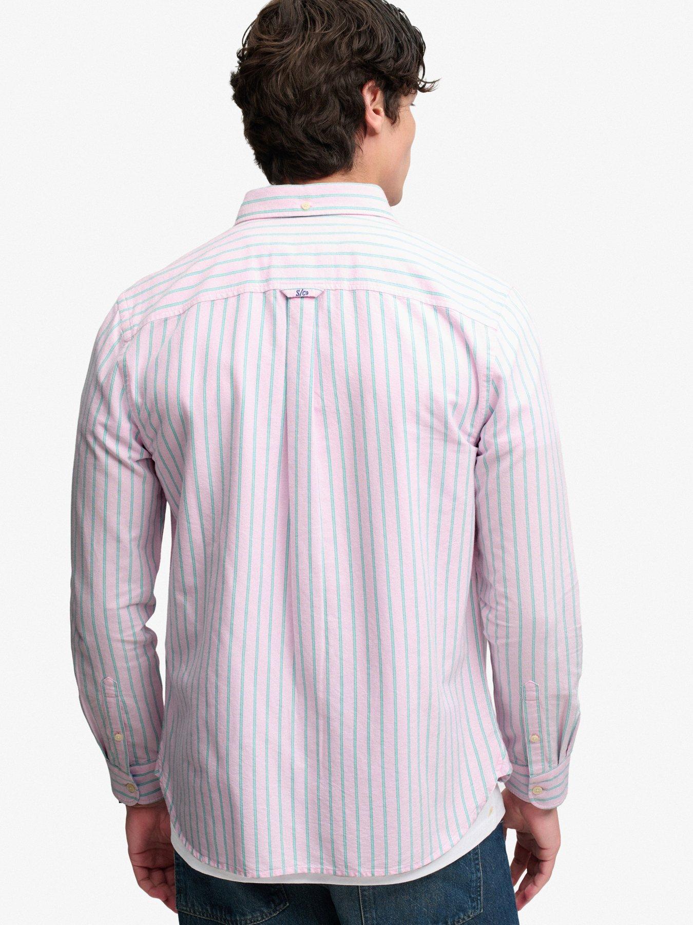 Image 2 of 6 of Superdry Mens Preppy Oxford Relaxed Fit Long Sleeve Shirt - Pink