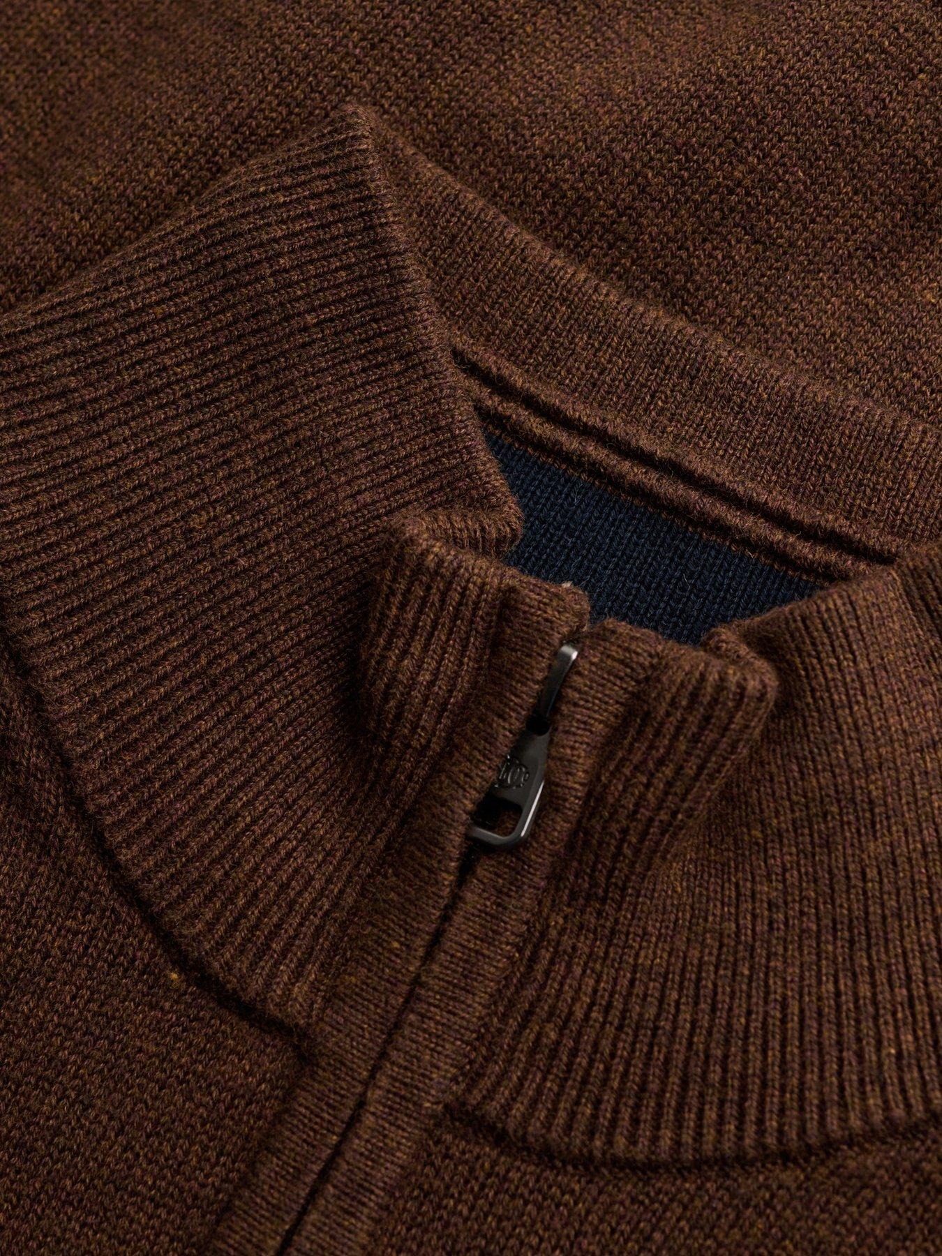 Image 6 of 7 of Superdry Mens Prep Essential Half Zip Slim Fit Jumper - Brown