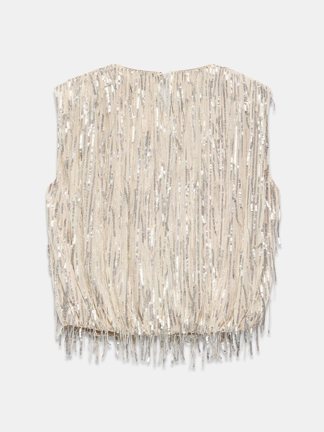 Image 6 of 6 of Mint Velvet Gold Fringe Sequin Top
