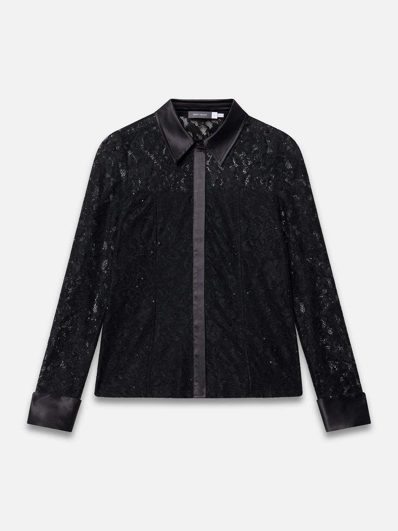 Image 5 of 6 of Mint Velvet Black Lace Fitted Shirt
