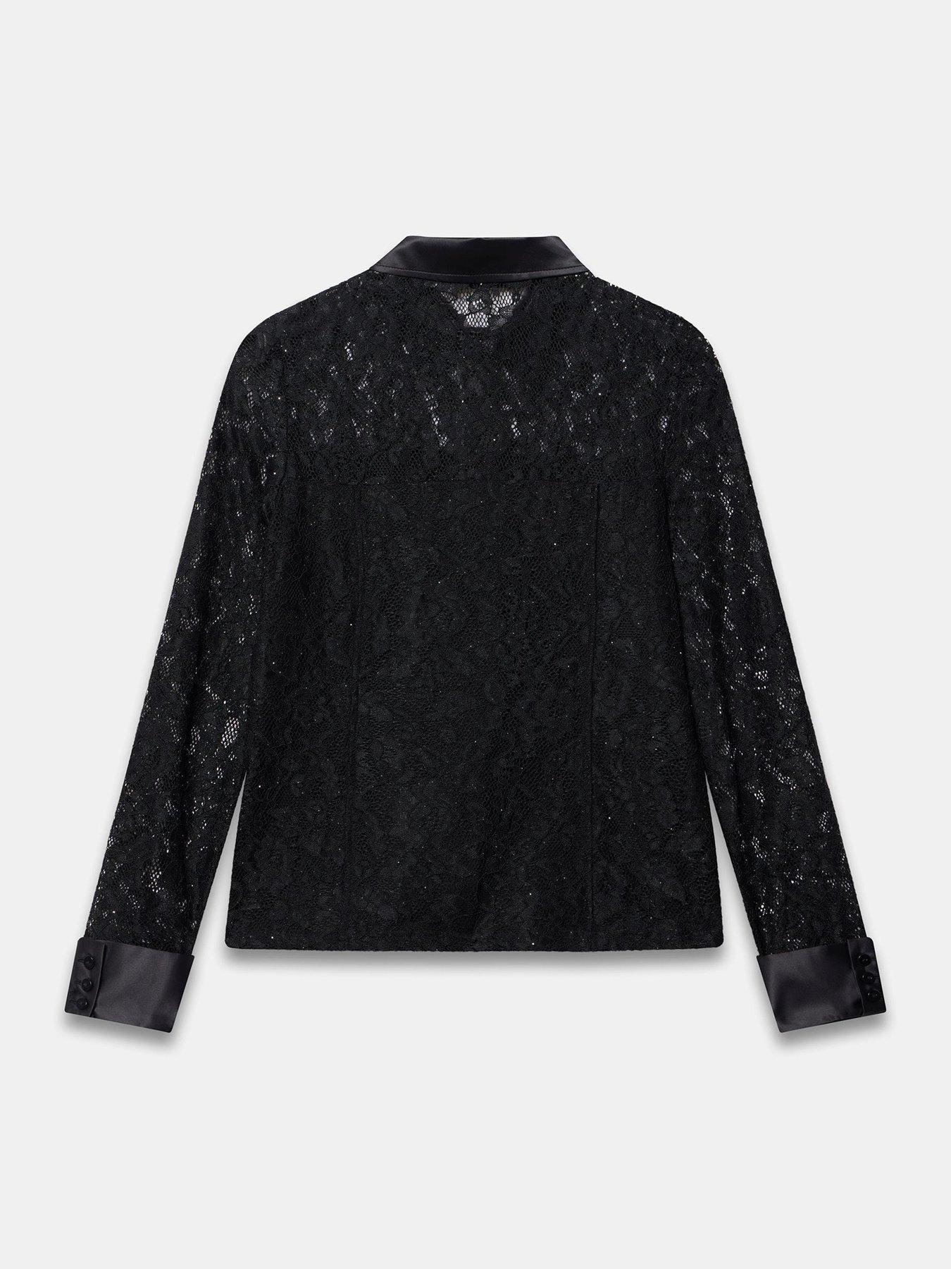 Image 6 of 6 of Mint Velvet Black Lace Fitted Shirt