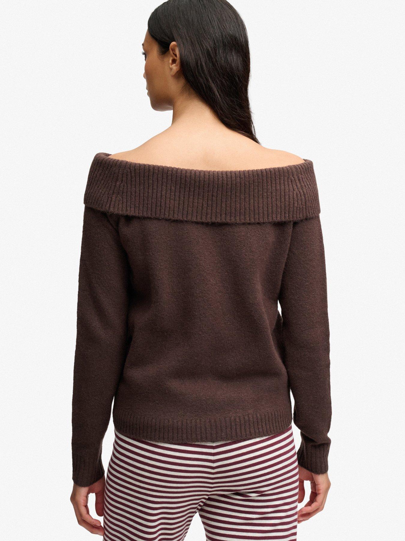 Image 2 of 6 of Superdry Superdry Bardot Knitted Jumper - Brown