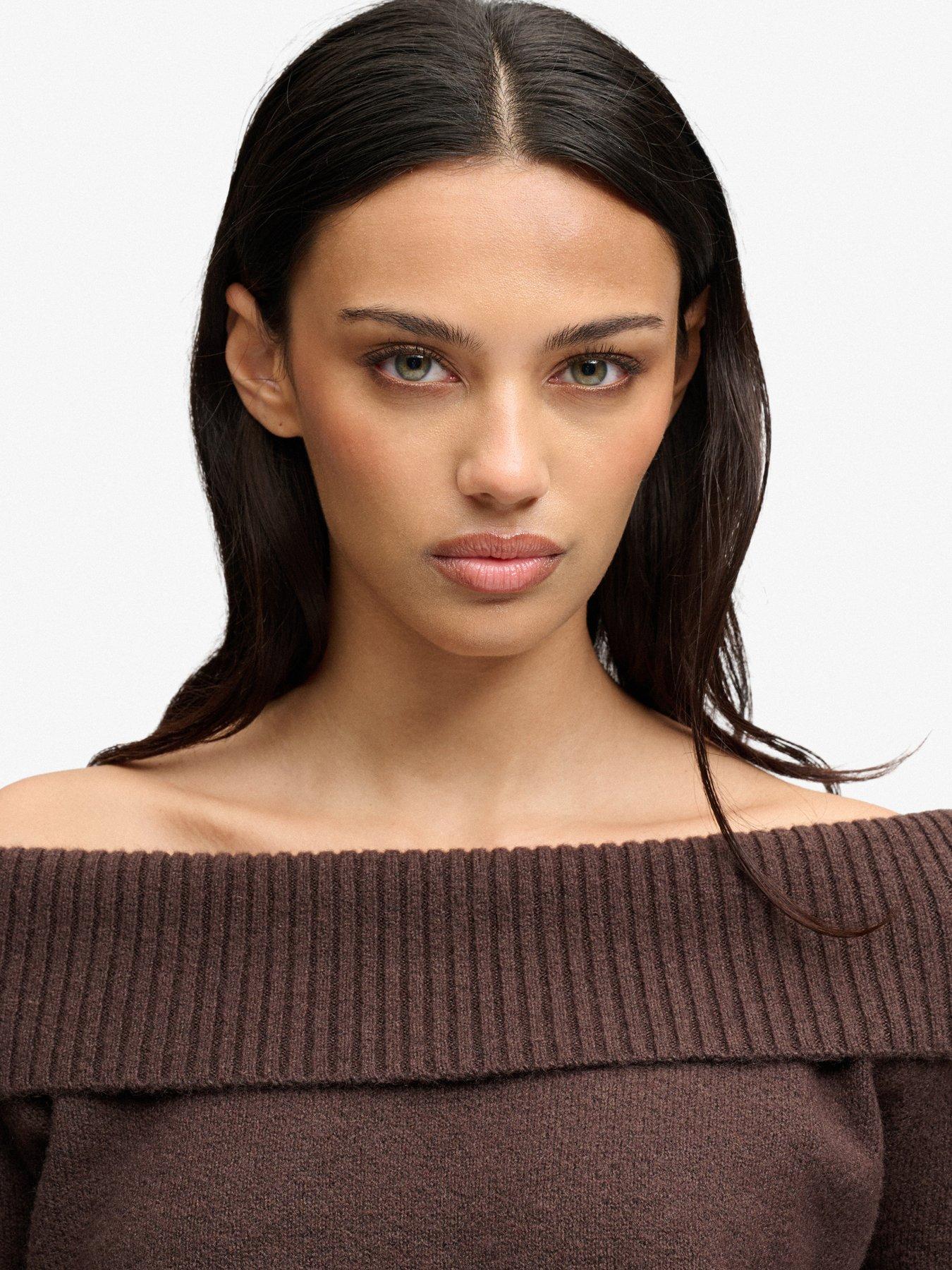 Image 5 of 6 of Superdry Superdry Bardot Knitted Jumper - Brown