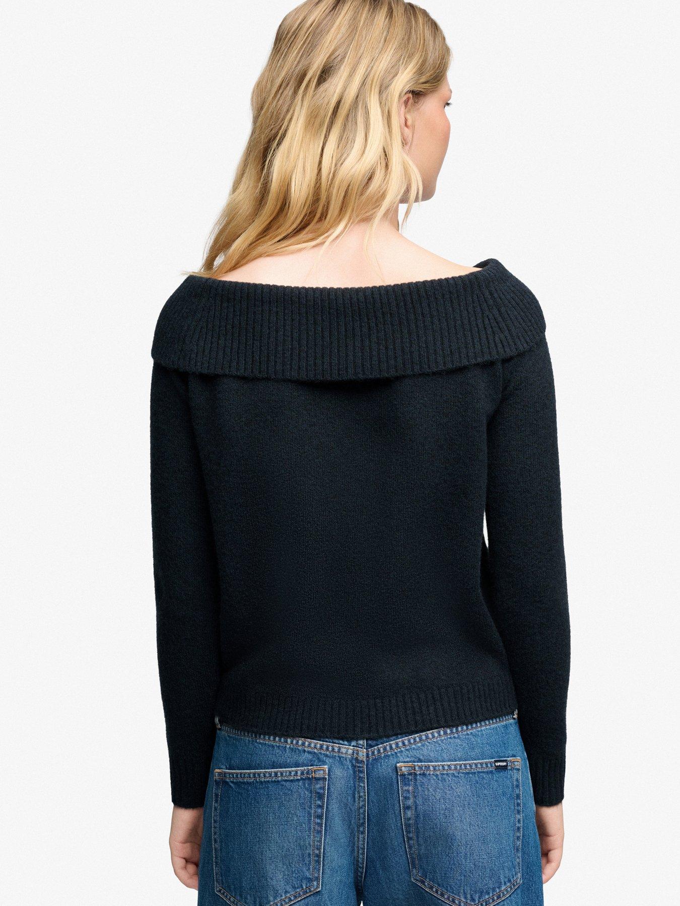 Image 2 of 6 of Superdry Superdry Bardot Knitted Jumper - Navy