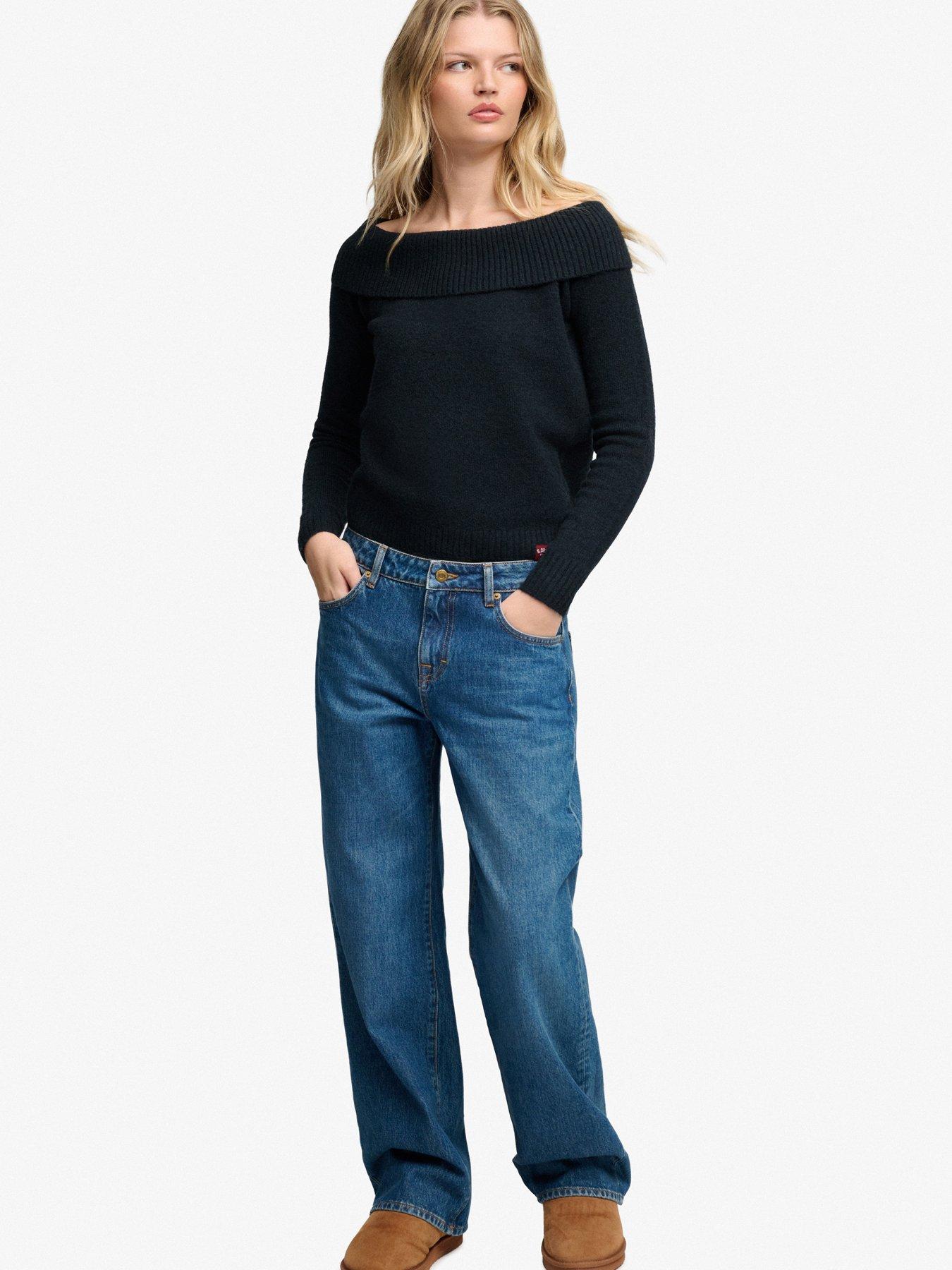 Image 3 of 6 of Superdry Superdry Bardot Knitted Jumper - Navy