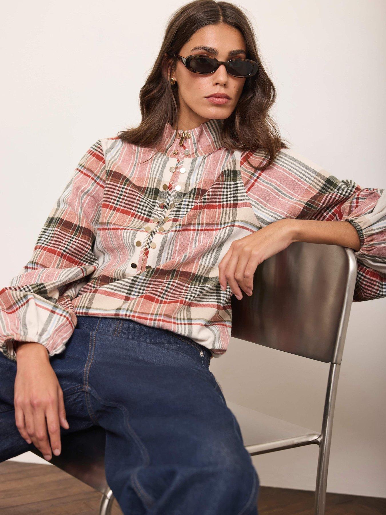 Image 1 of 6 of Mint Velvet Check Bomber Shirt