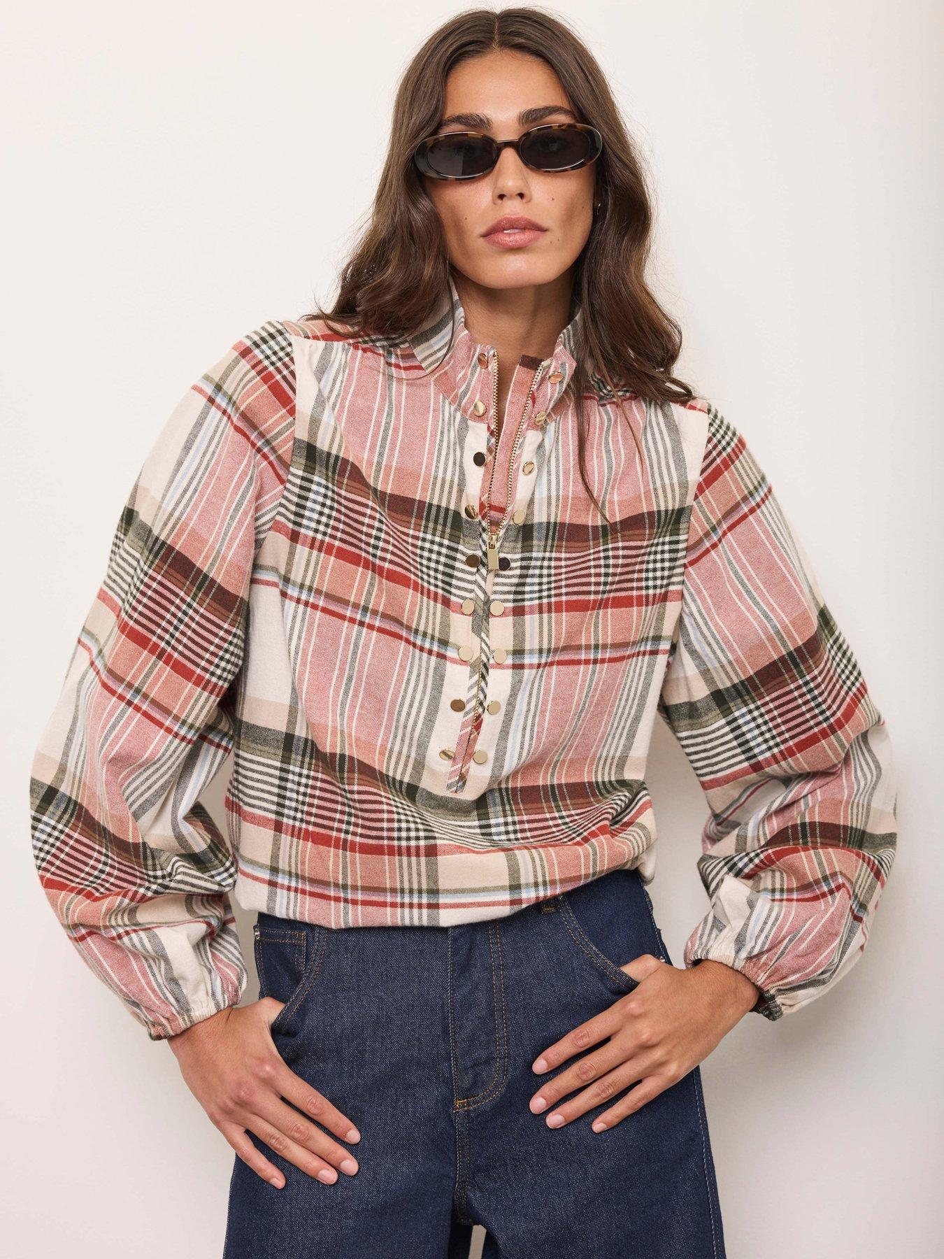 Image 2 of 6 of Mint Velvet Check Bomber Shirt