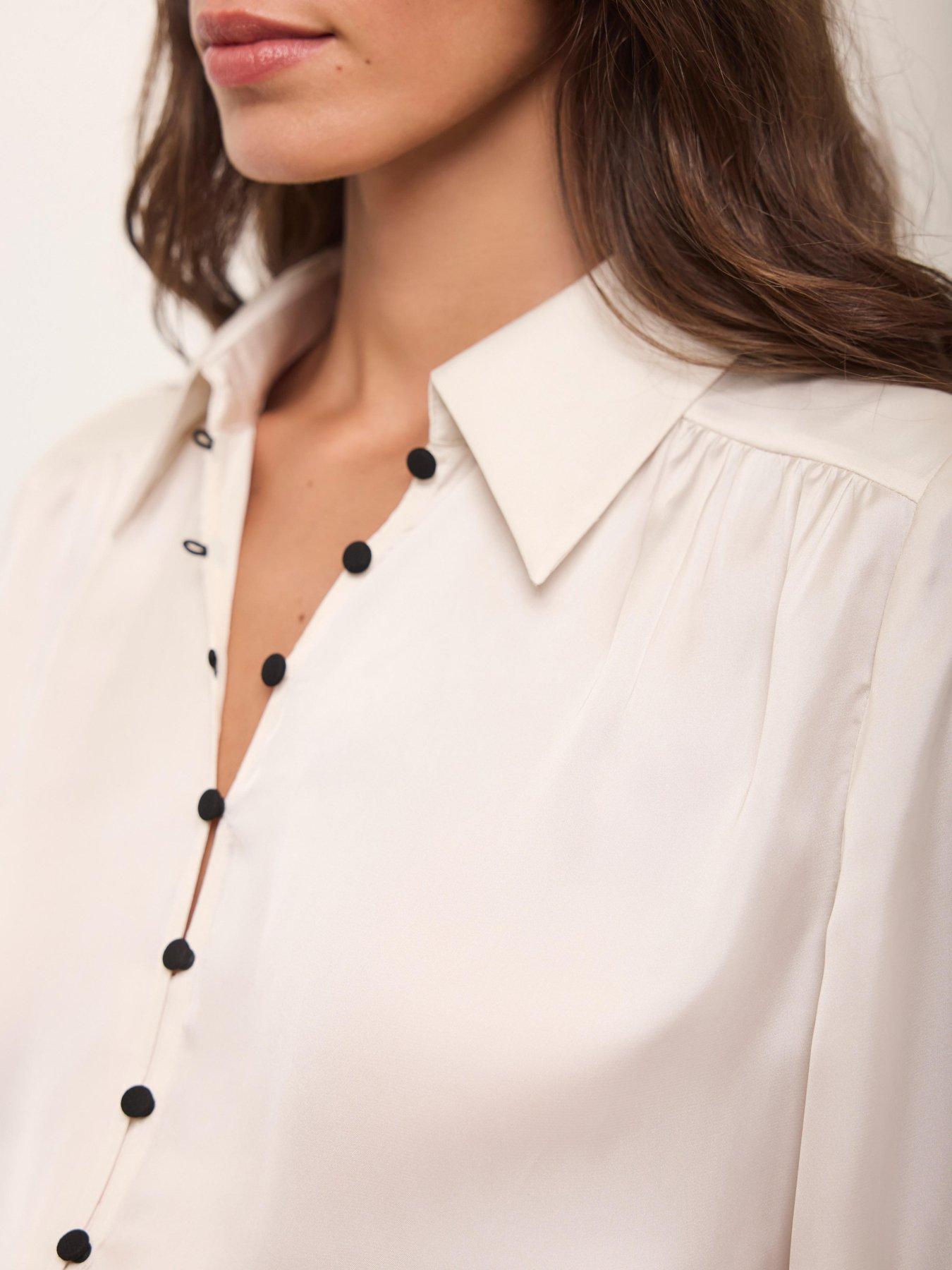 Image 4 of 6 of Mint Velvet Cream Contrast Satin Shirt