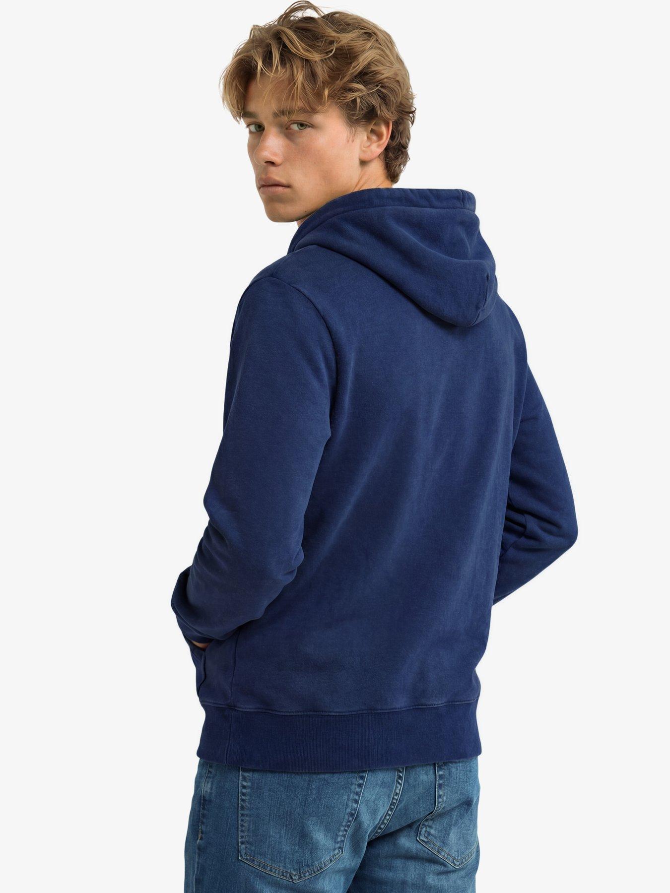 Image 2 of 4 of Superdry Mens Track Relaxed Fit Brushed Hoodie - Navy