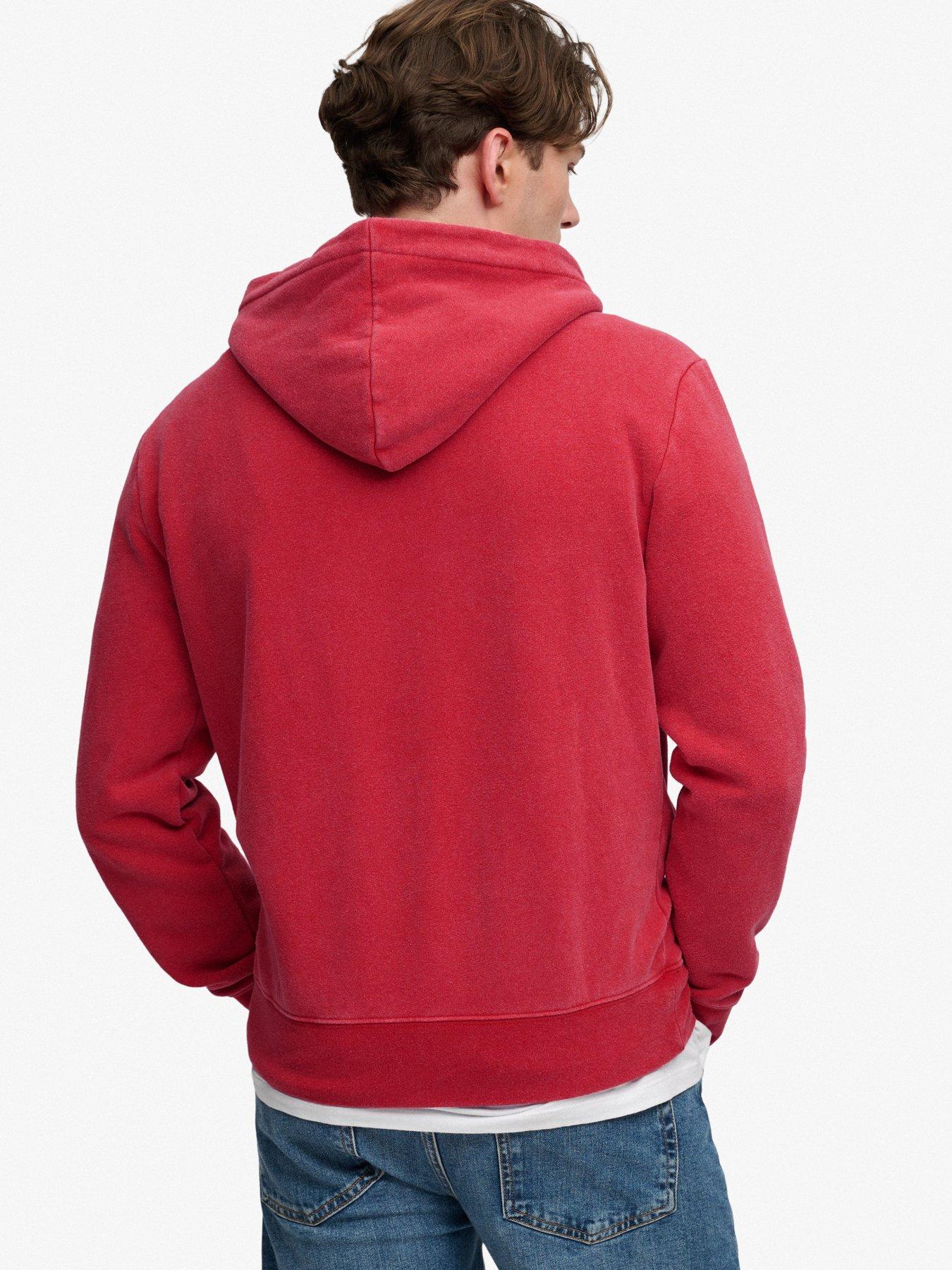 Image 2 of 6 of Superdry Mens Track Relaxed Fit Logo Hoodie - Red