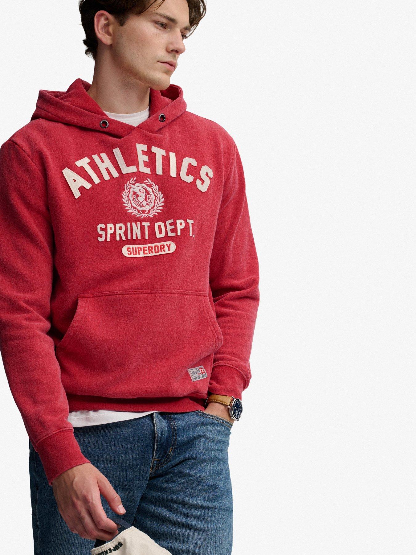 Image 4 of 6 of Superdry Mens Track Relaxed Fit Logo Hoodie - Red