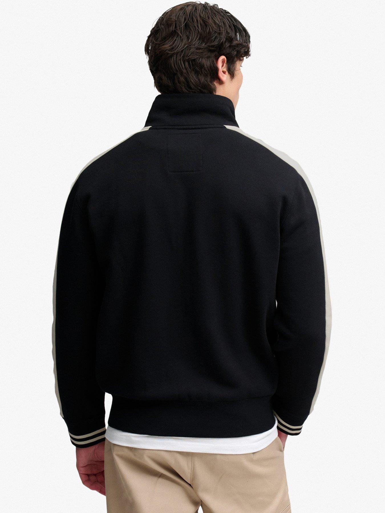 Image 2 of 6 of Superdry Mens Loose Full Zip Ribbed Cuff Track Top - Black