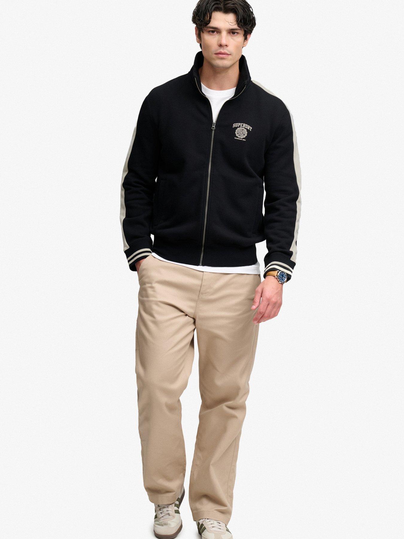 Image 3 of 6 of Superdry Mens Loose Full Zip Ribbed Cuff Track Top - Black