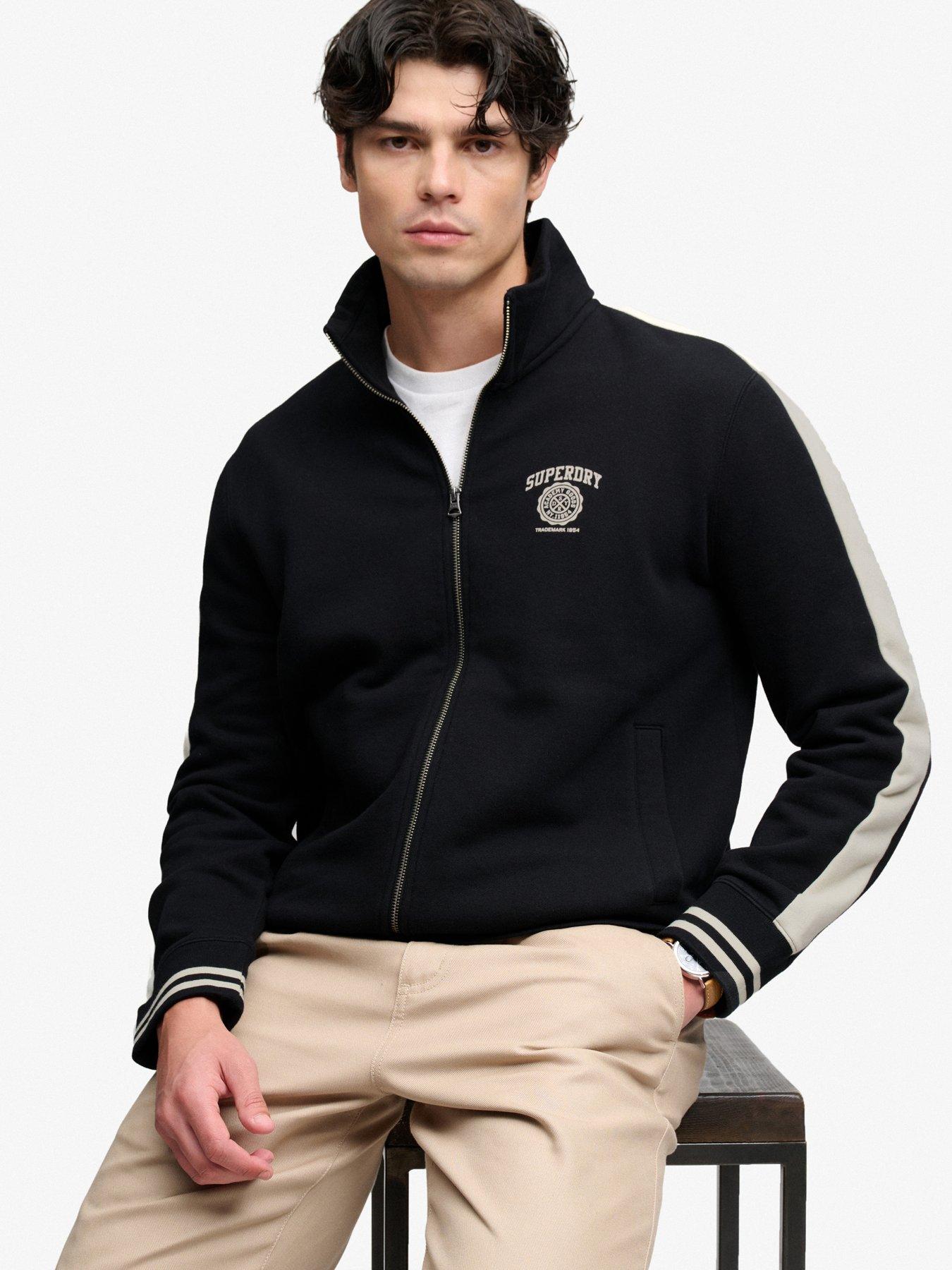 Image 4 of 6 of Superdry Mens Loose Full Zip Ribbed Cuff Track Top - Black