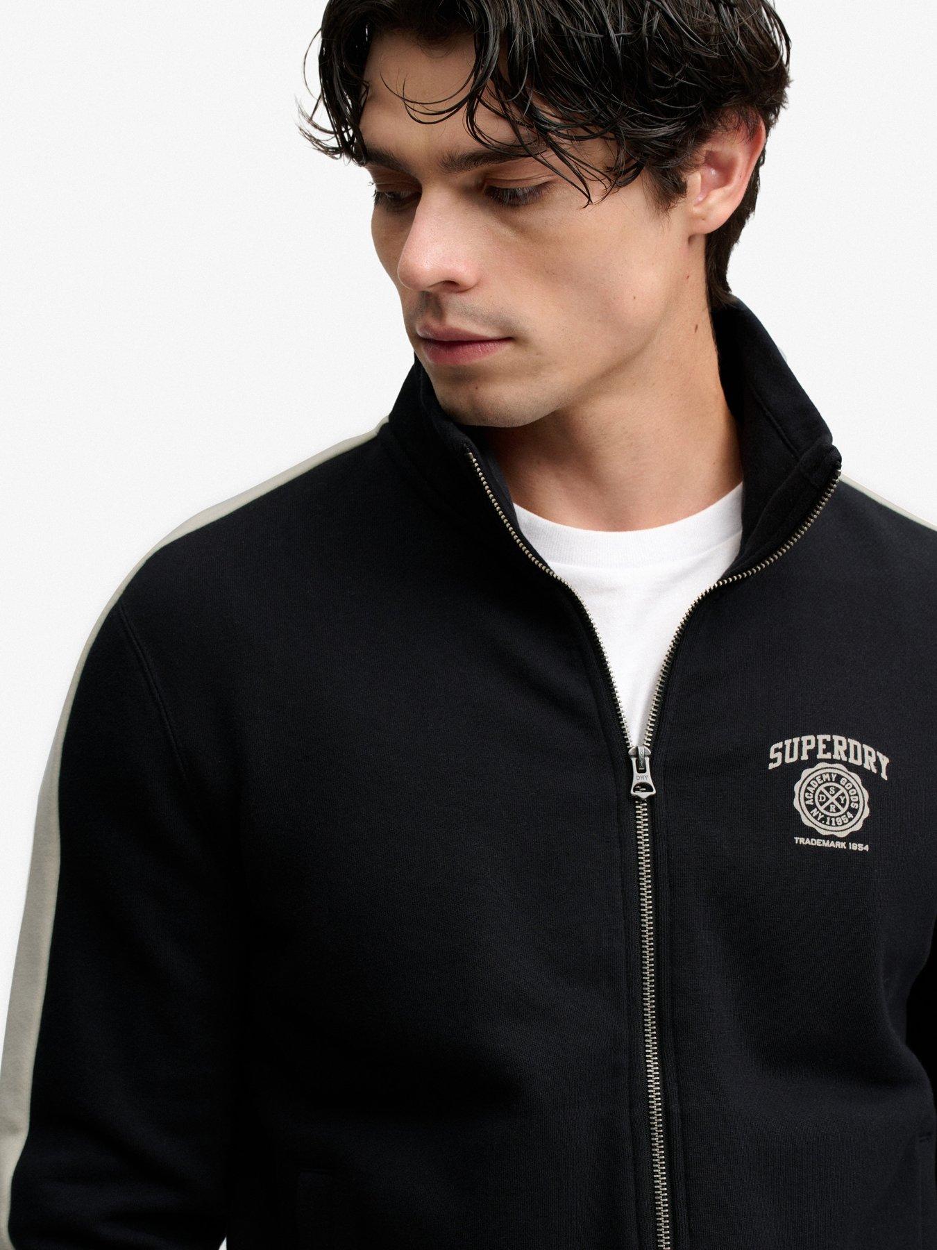 Image 5 of 6 of Superdry Mens Loose Full Zip Ribbed Cuff Track Top - Black