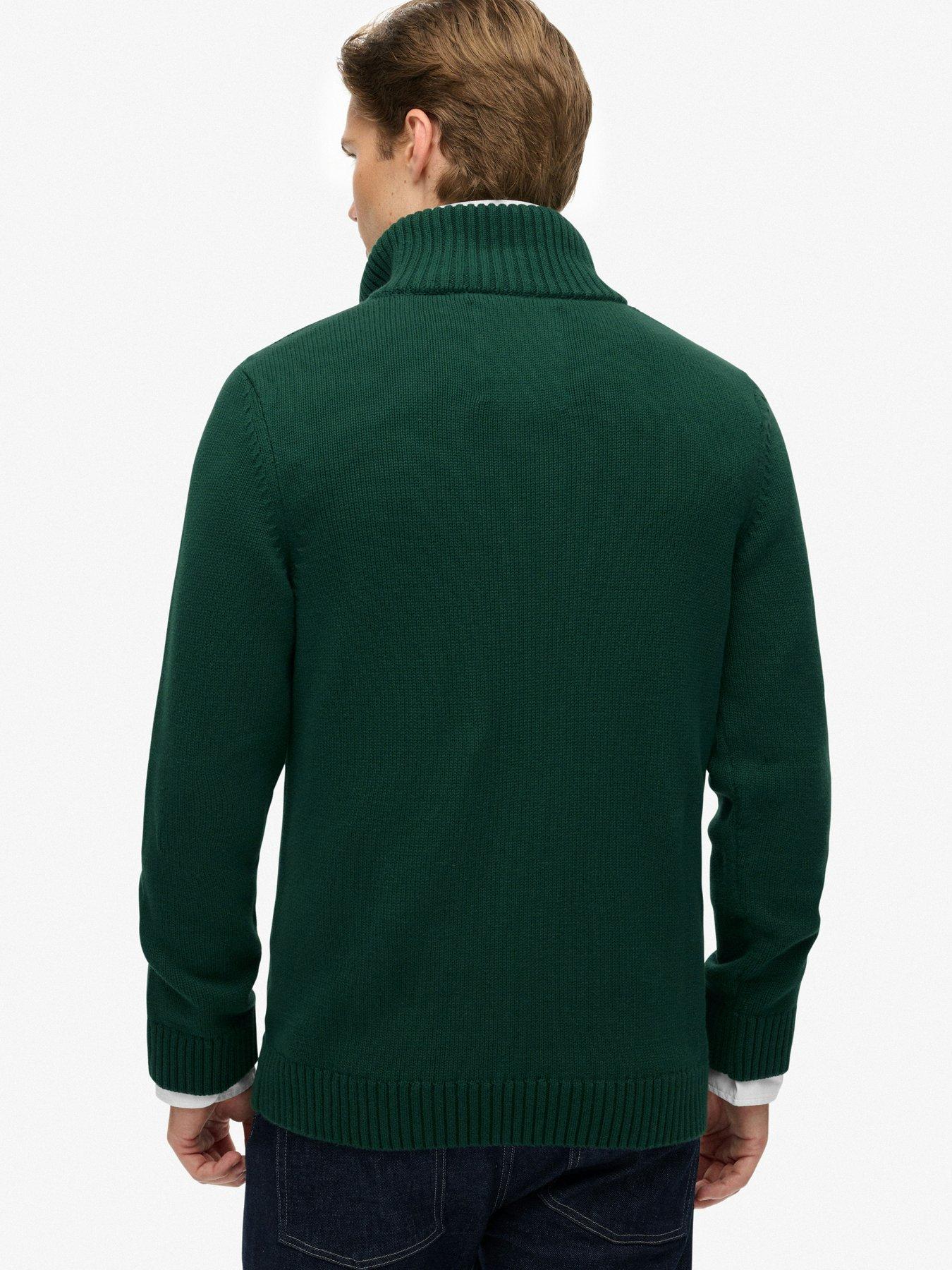Image 2 of 5 of Superdry Mens Cotton Half Zip Knit Jumper - Green