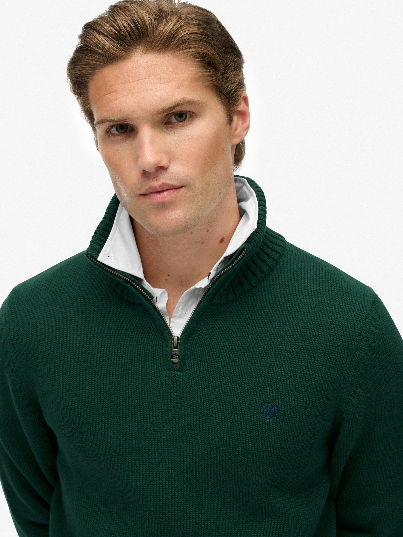 Image 4 of 5 of Superdry Mens Cotton Half Zip Knit Jumper - Green