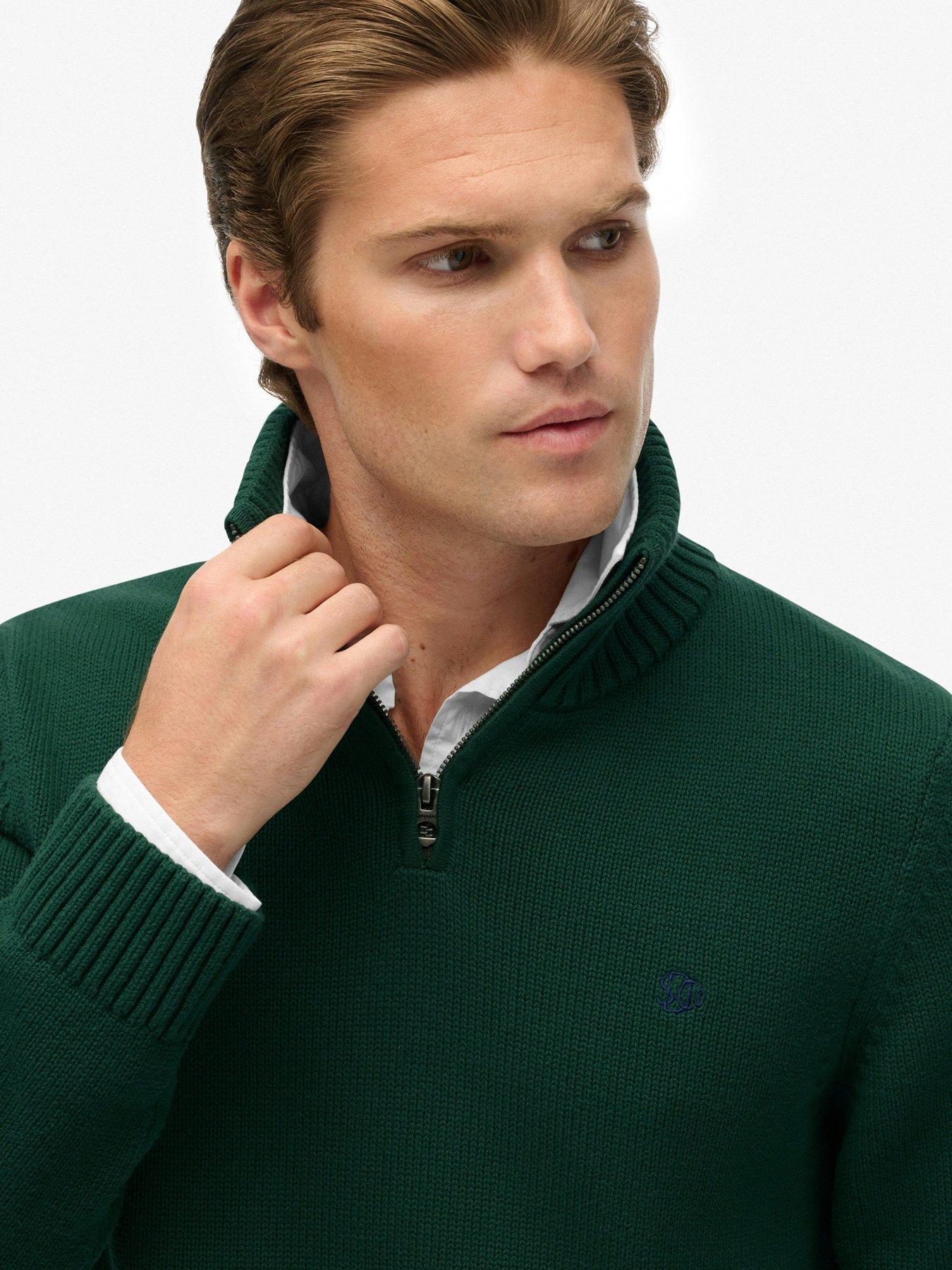 Image 5 of 5 of Superdry Mens Cotton Half Zip Knit Jumper - Green