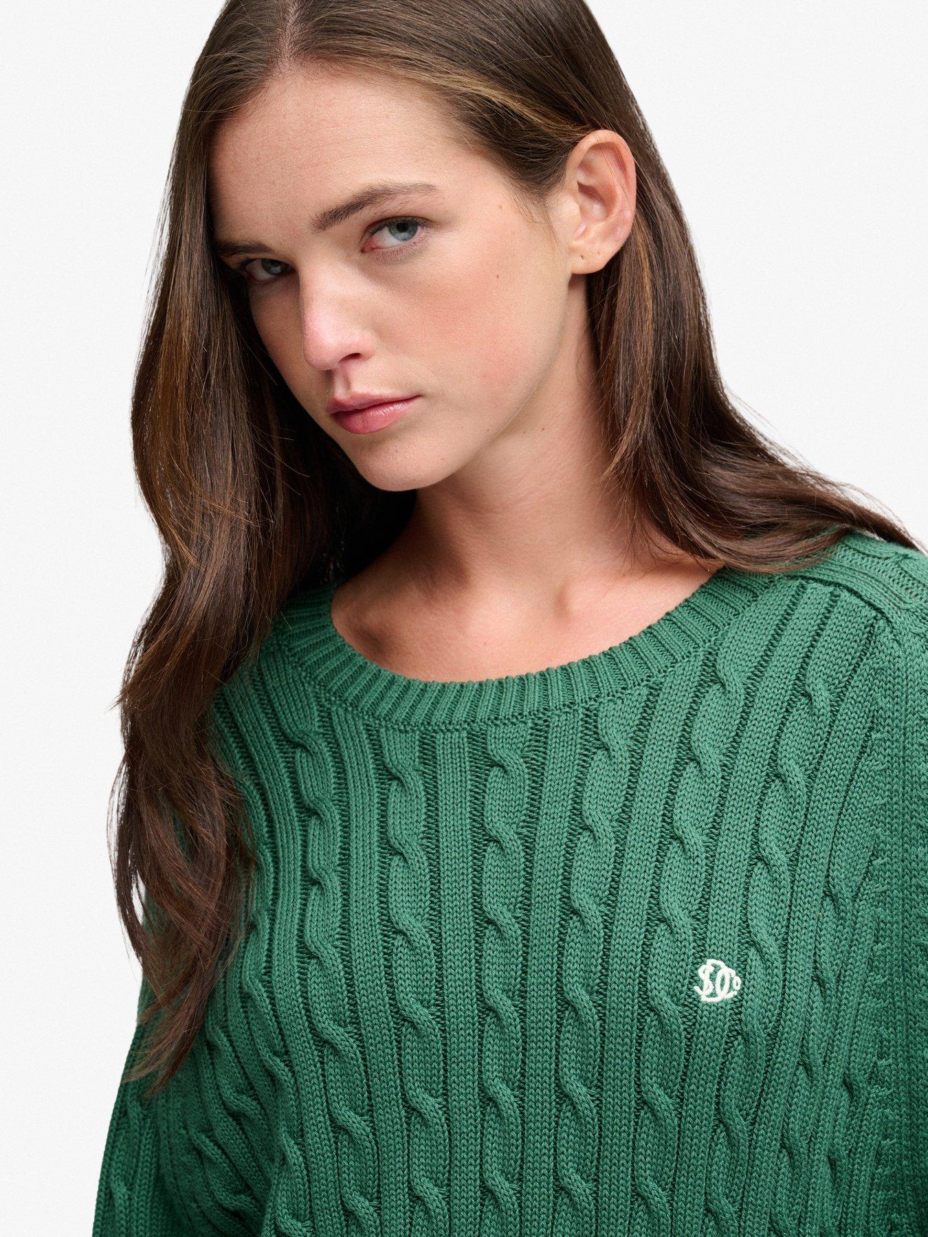 Image 5 of 6 of Superdry Womens Slouchy Cable Jumper - Green