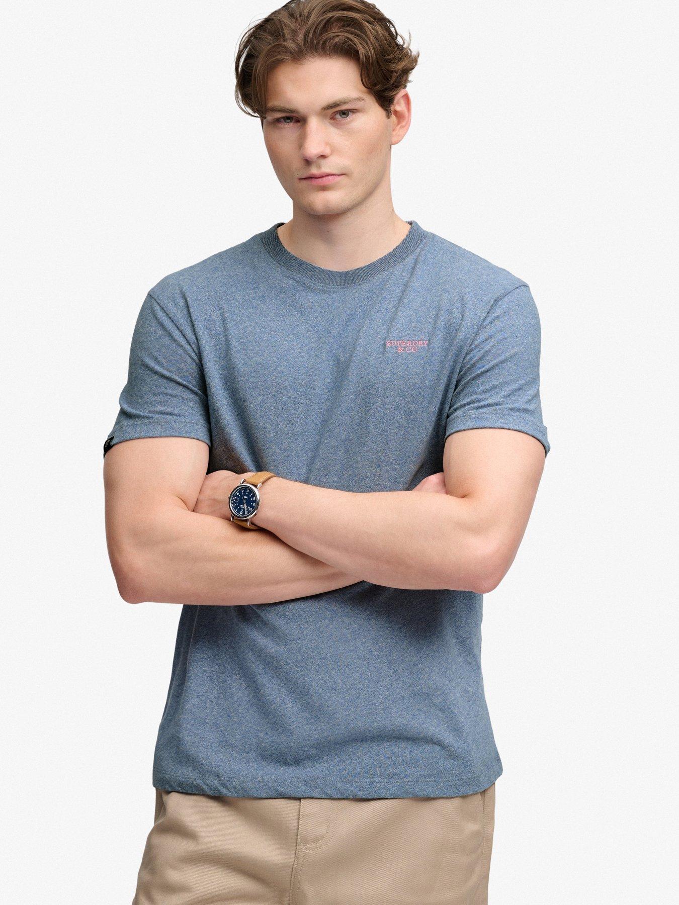 Superdry Men's Bleu T-Shirt With Logo Essential Stacked - Image 2