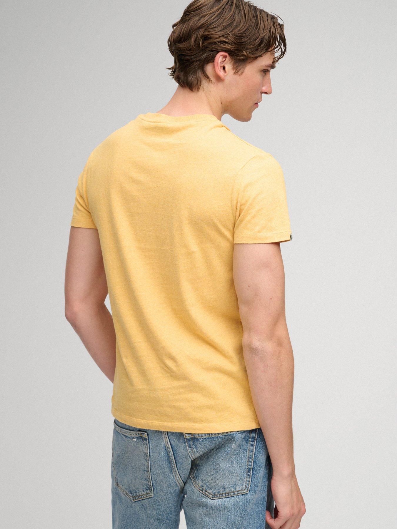 Image 2 of 6 of Superdry Mens Essential Slim Fit Embroidered Logo T-Shirt - Yellow