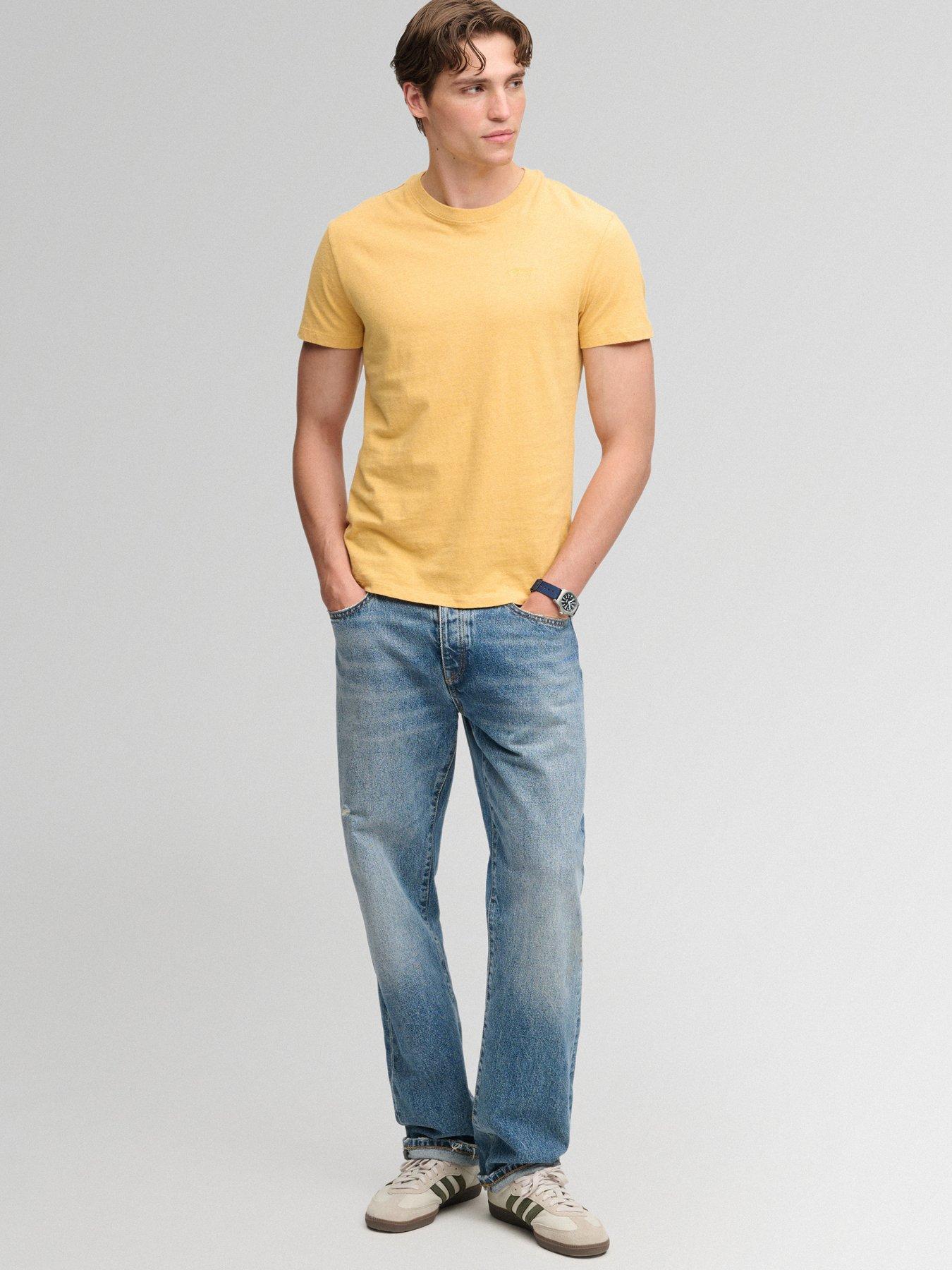 Image 3 of 6 of Superdry Mens Essential Slim Fit Embroidered Logo T-Shirt - Yellow