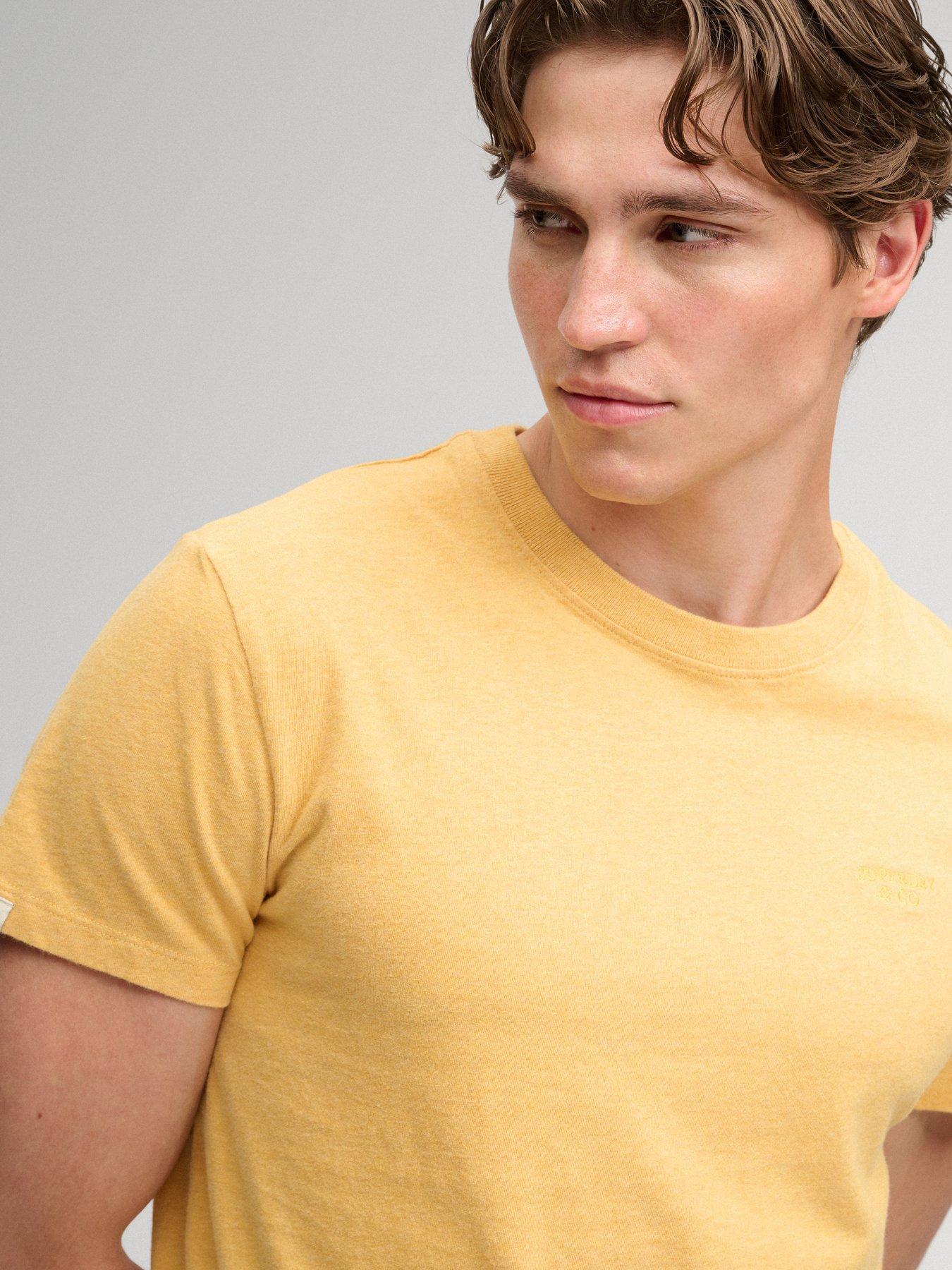Image 5 of 6 of Superdry Mens Essential Slim Fit Embroidered Logo T-Shirt - Yellow