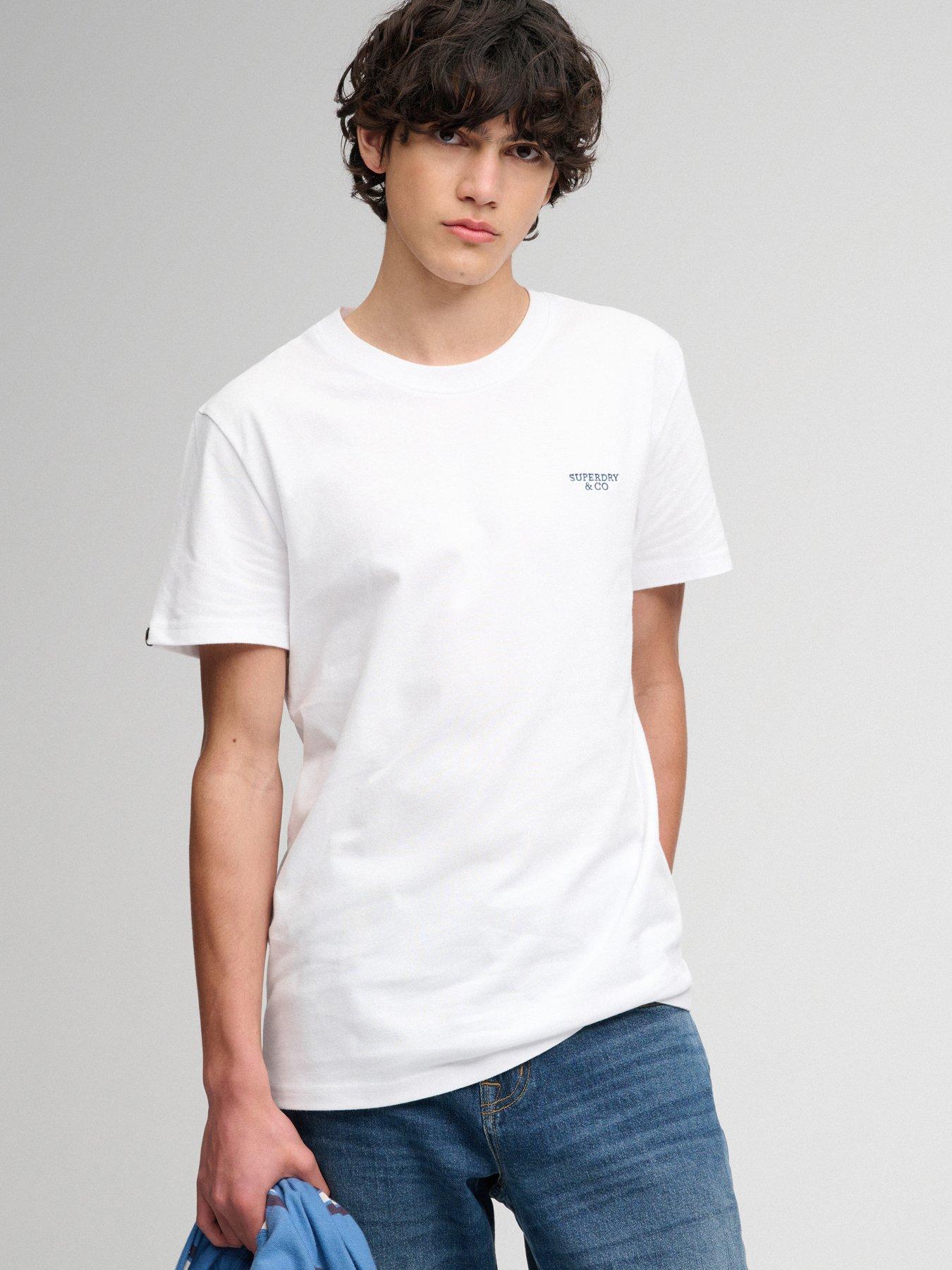 Superdry Mens Essential Embroidered Logo Crew Neck T-Shirt - White