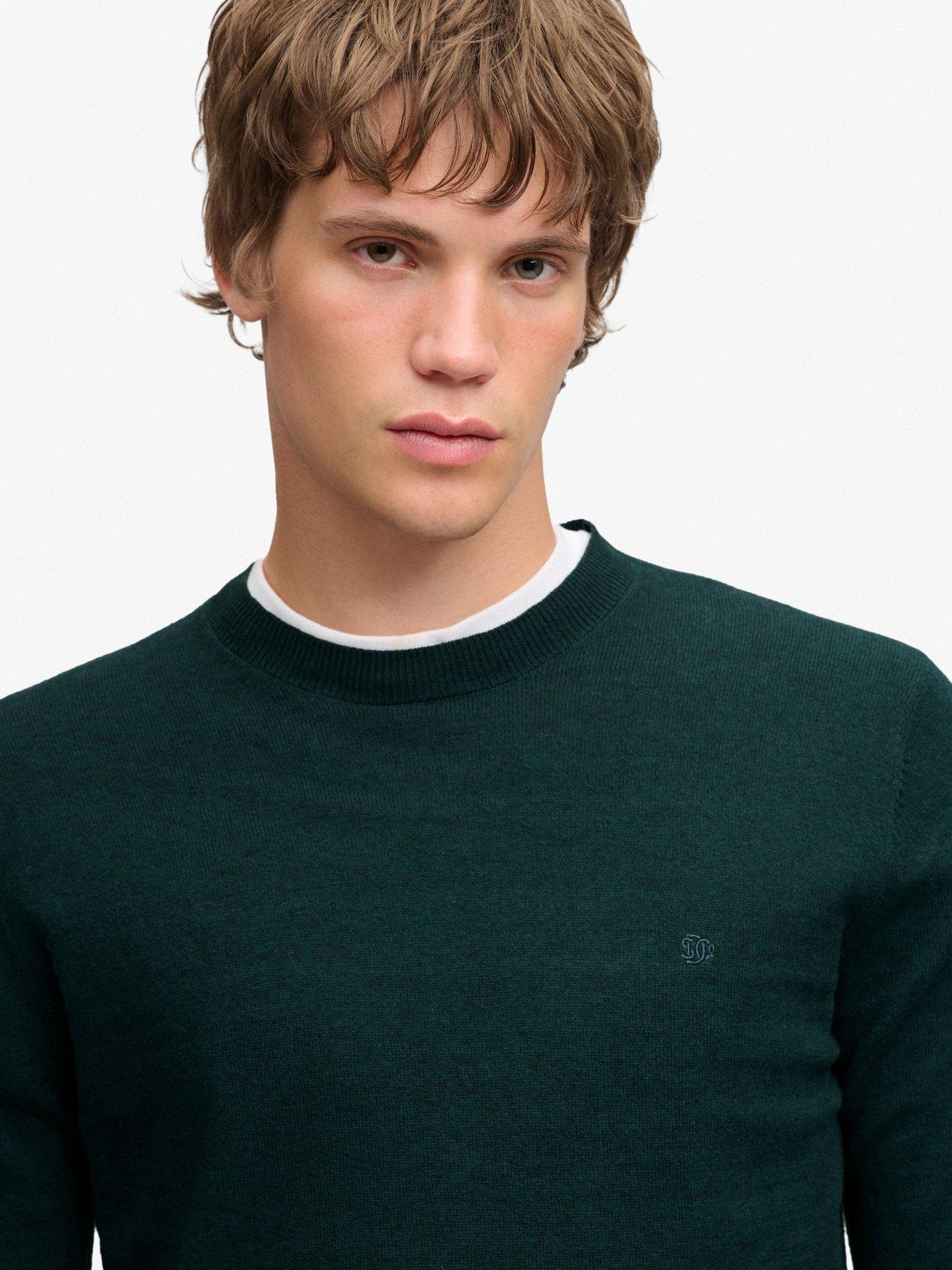 Image 5 of 6 of Superdry Mens Essential Wool Blend Slim Fit Jumper - Dark Green