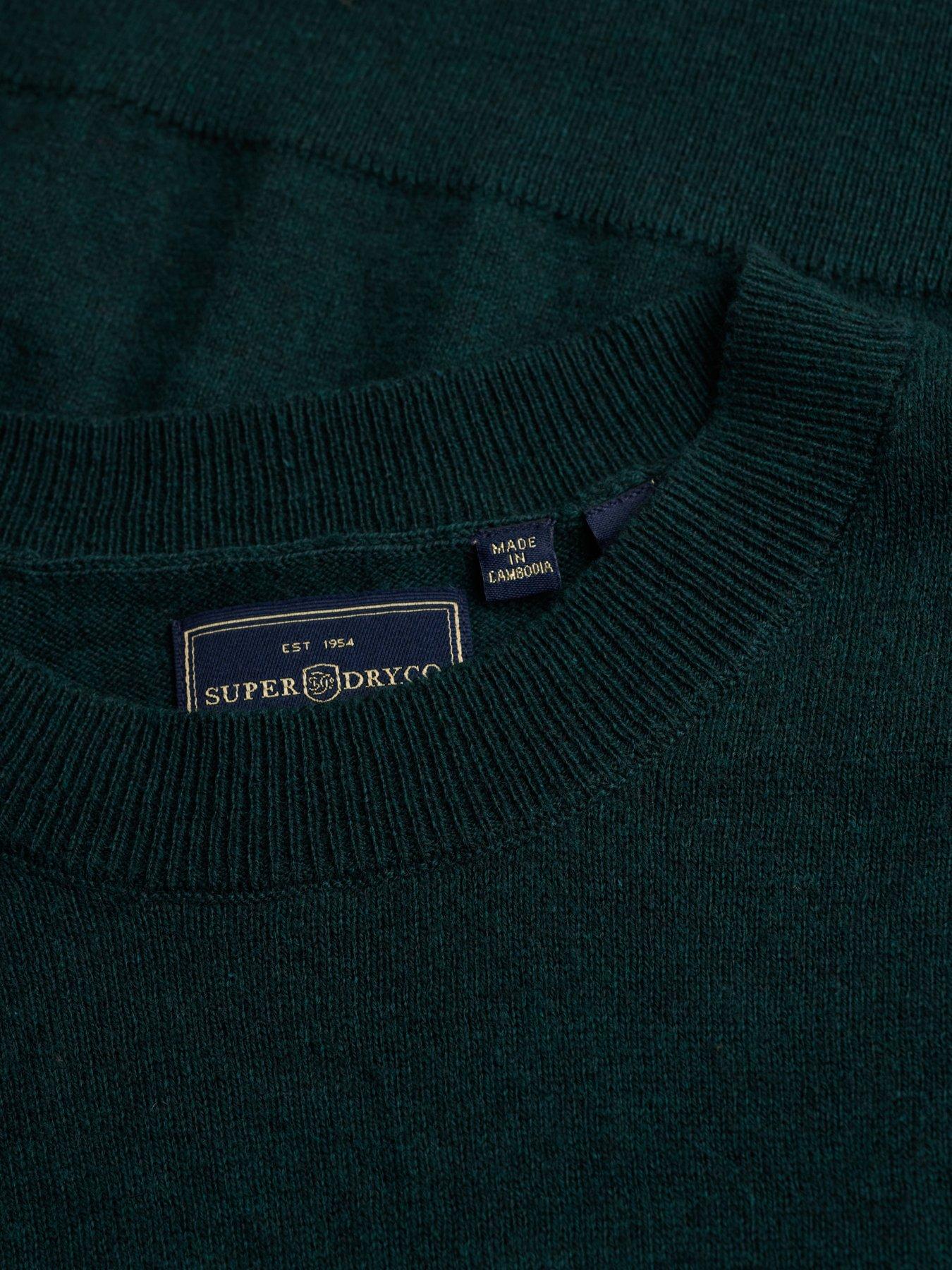 Image 6 of 6 of Superdry Mens Essential Wool Blend Slim Fit Jumper - Dark Green