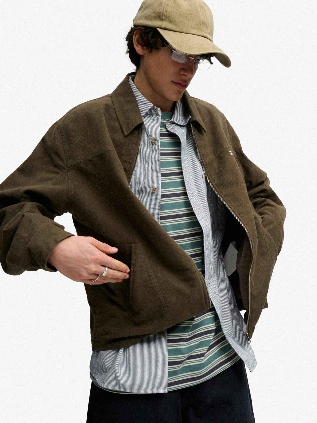Image 1 of 5 of Superdry Mens Moleskin Lined Full-Zip Ranch Jacket - Brown