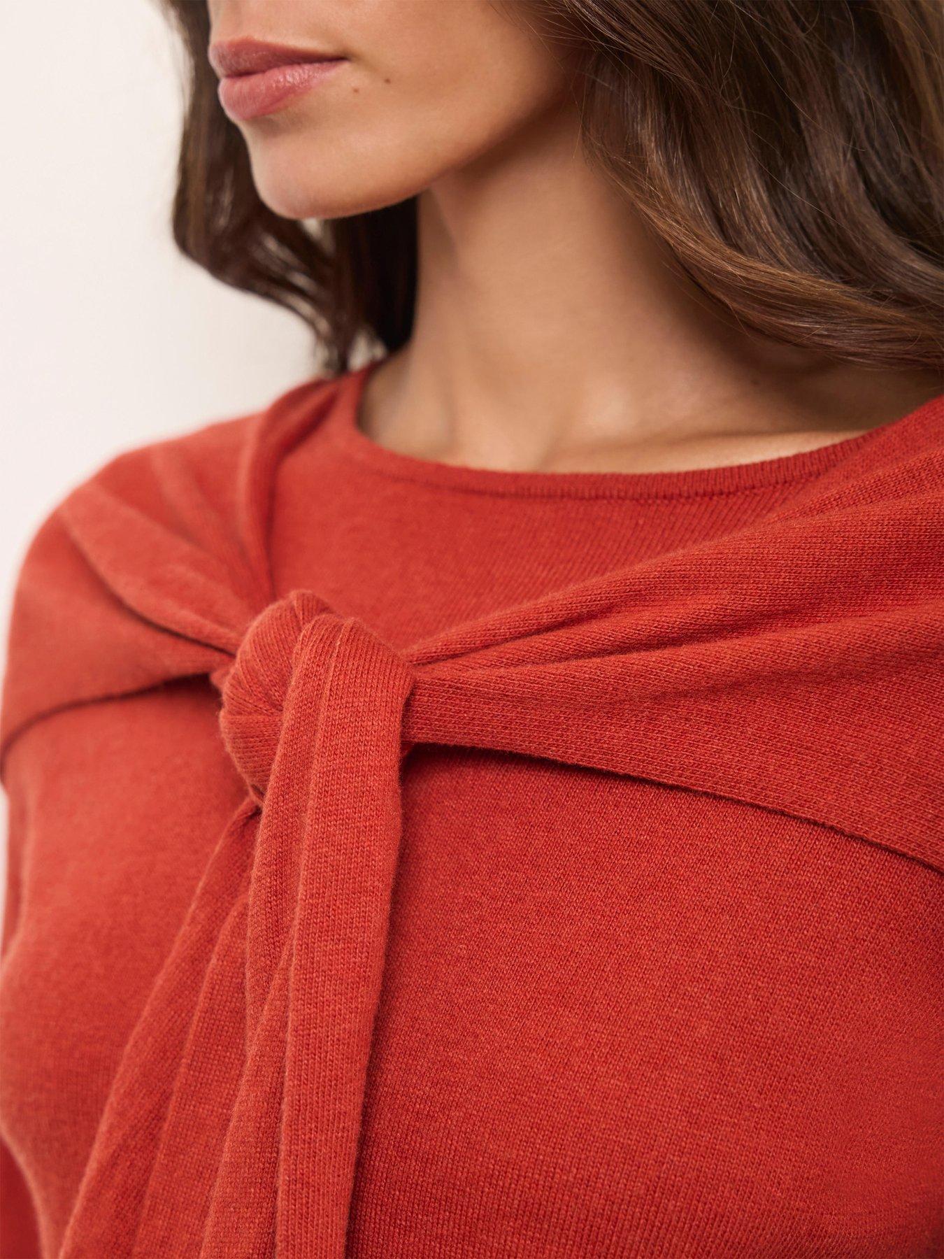 Image 3 of 6 of Mint Velvet Orange Scarf Detail Jumper
