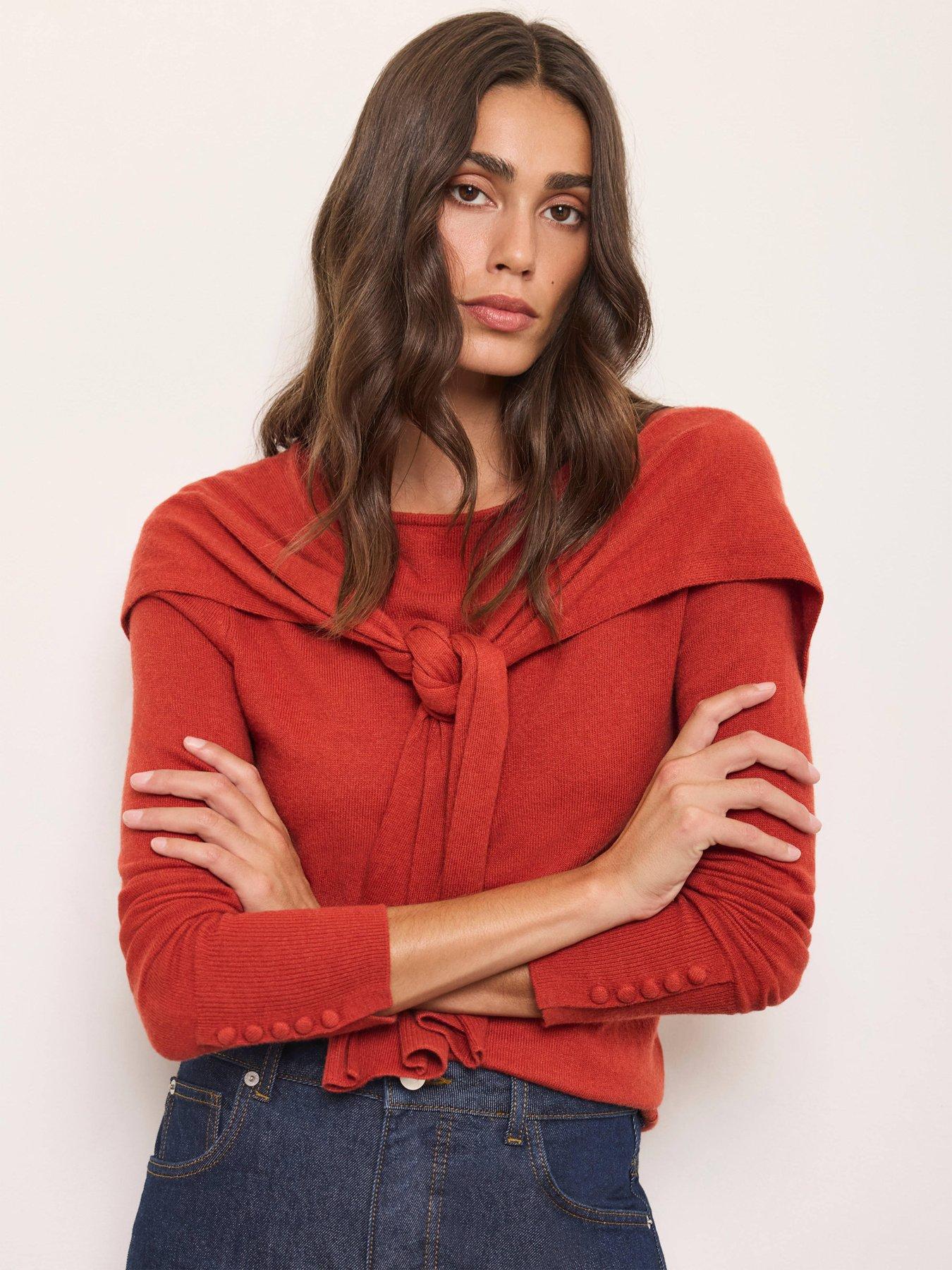Image 4 of 6 of Mint Velvet Orange Scarf Detail Jumper
