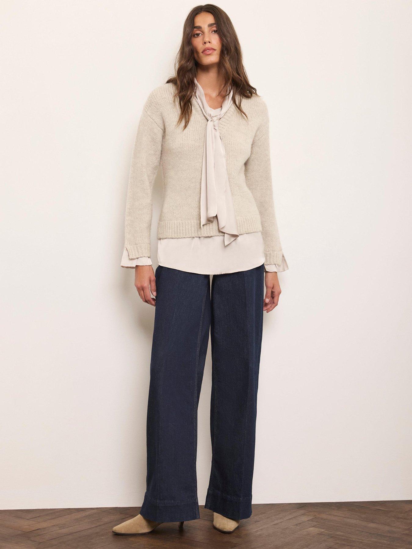 Image 4 of 6 of Mint Velvet Neutral Tie Detail Jumper