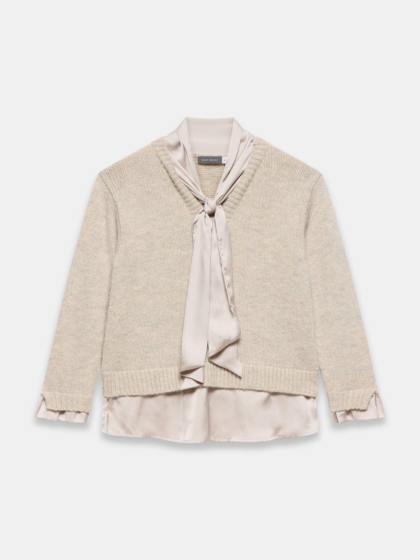 Image 5 of 6 of Mint Velvet Neutral Tie Detail Jumper