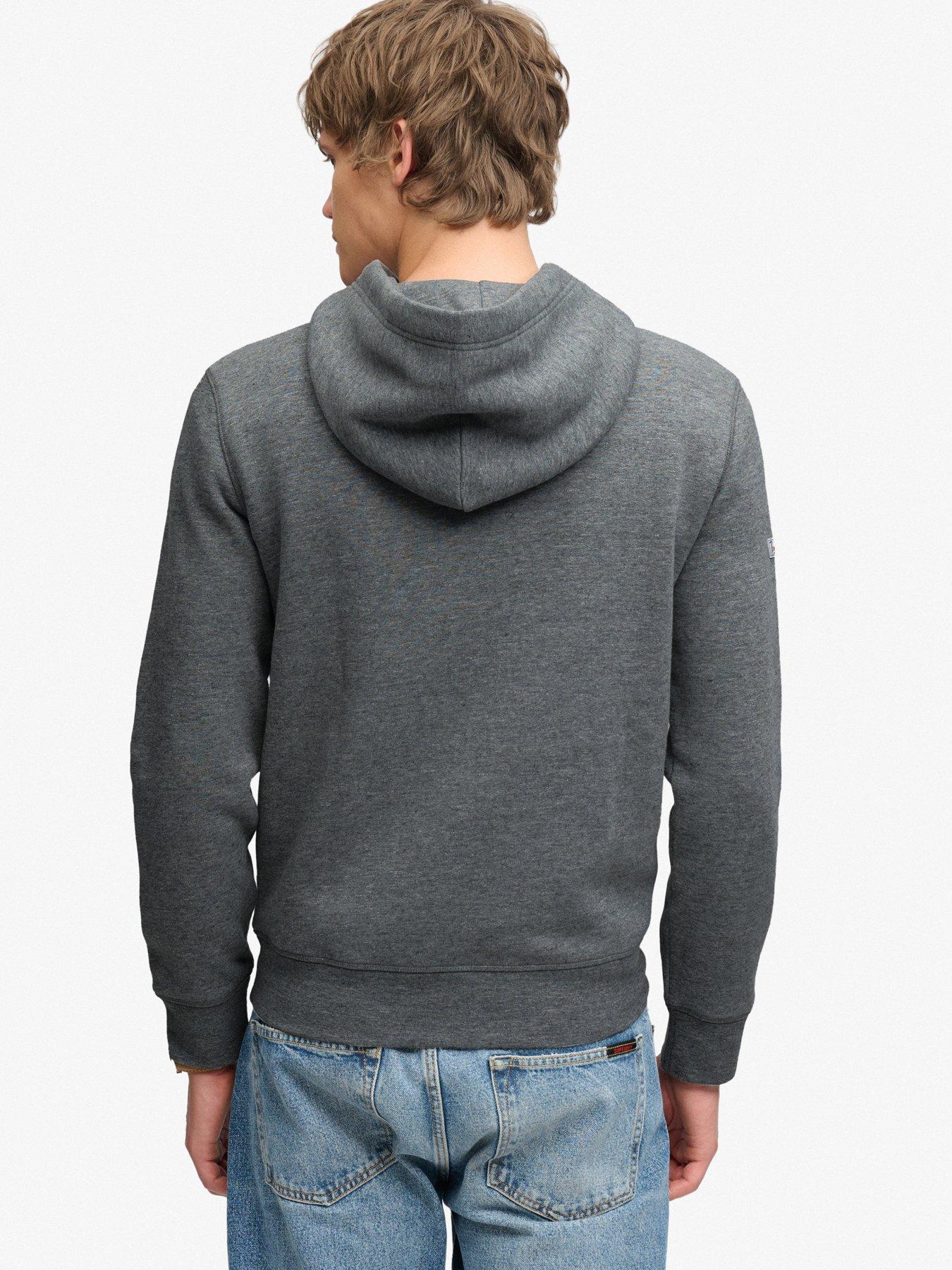 Image 2 of 6 of Superdry Mens Outdoors Stripe Logo Relaxed Fit Hoodie - Dark Grey