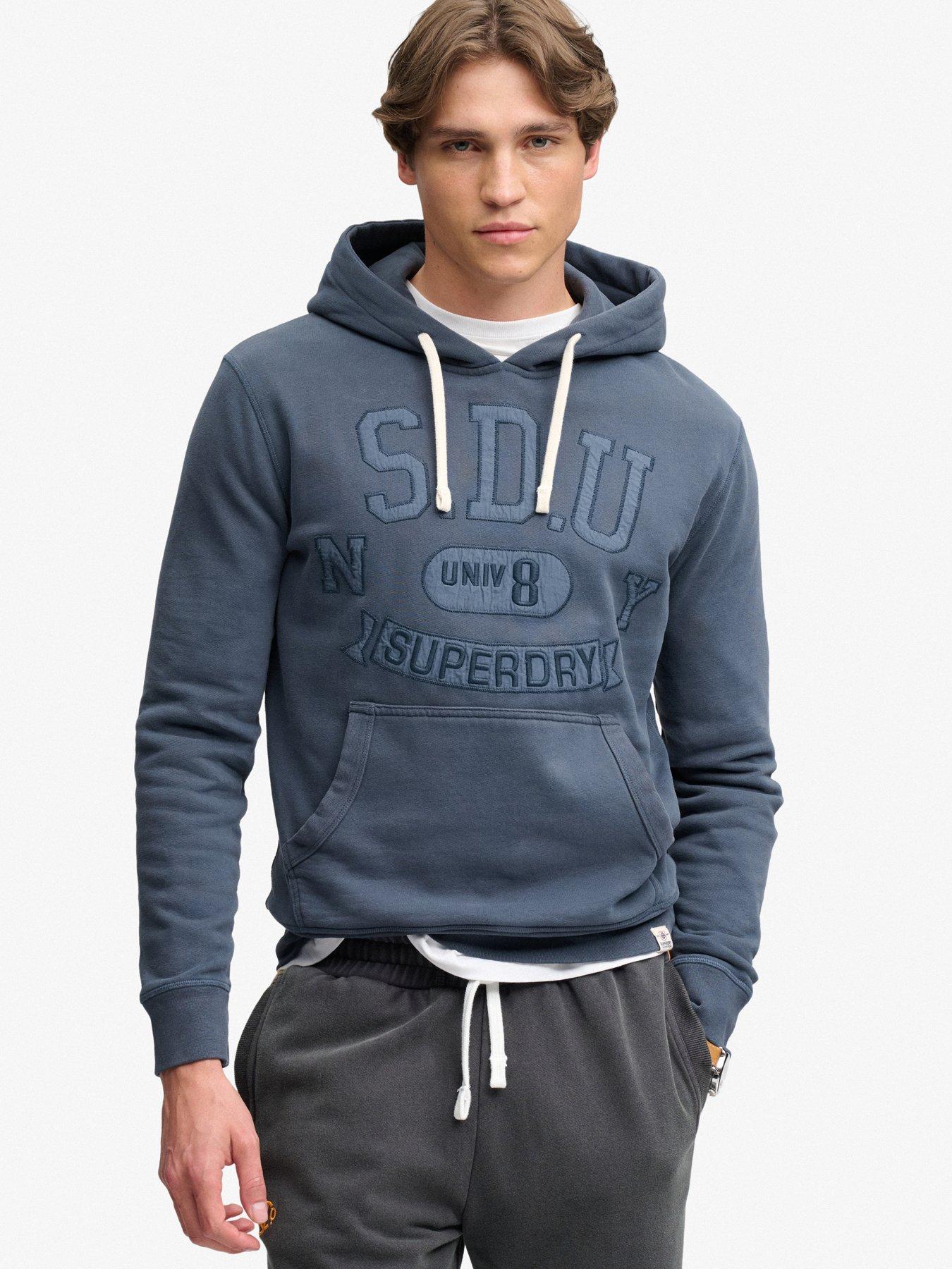 Superdry Men's Bleu Hooded Sweatshirt Tonal Applique - Image 2