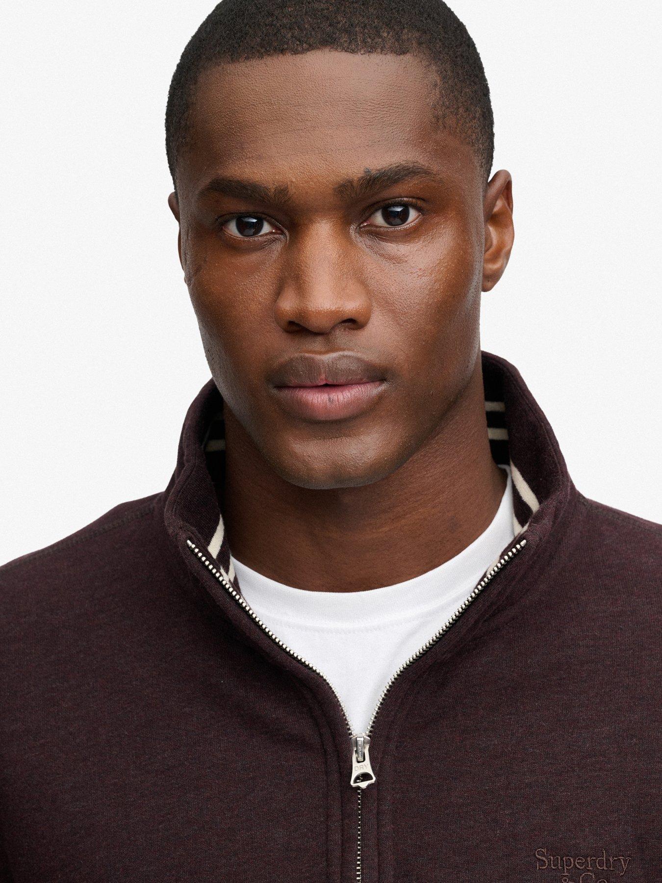 Image 5 of 7 of Superdry Mens Essential Serif Logo Half Zip Sweatshirt - Dark Red