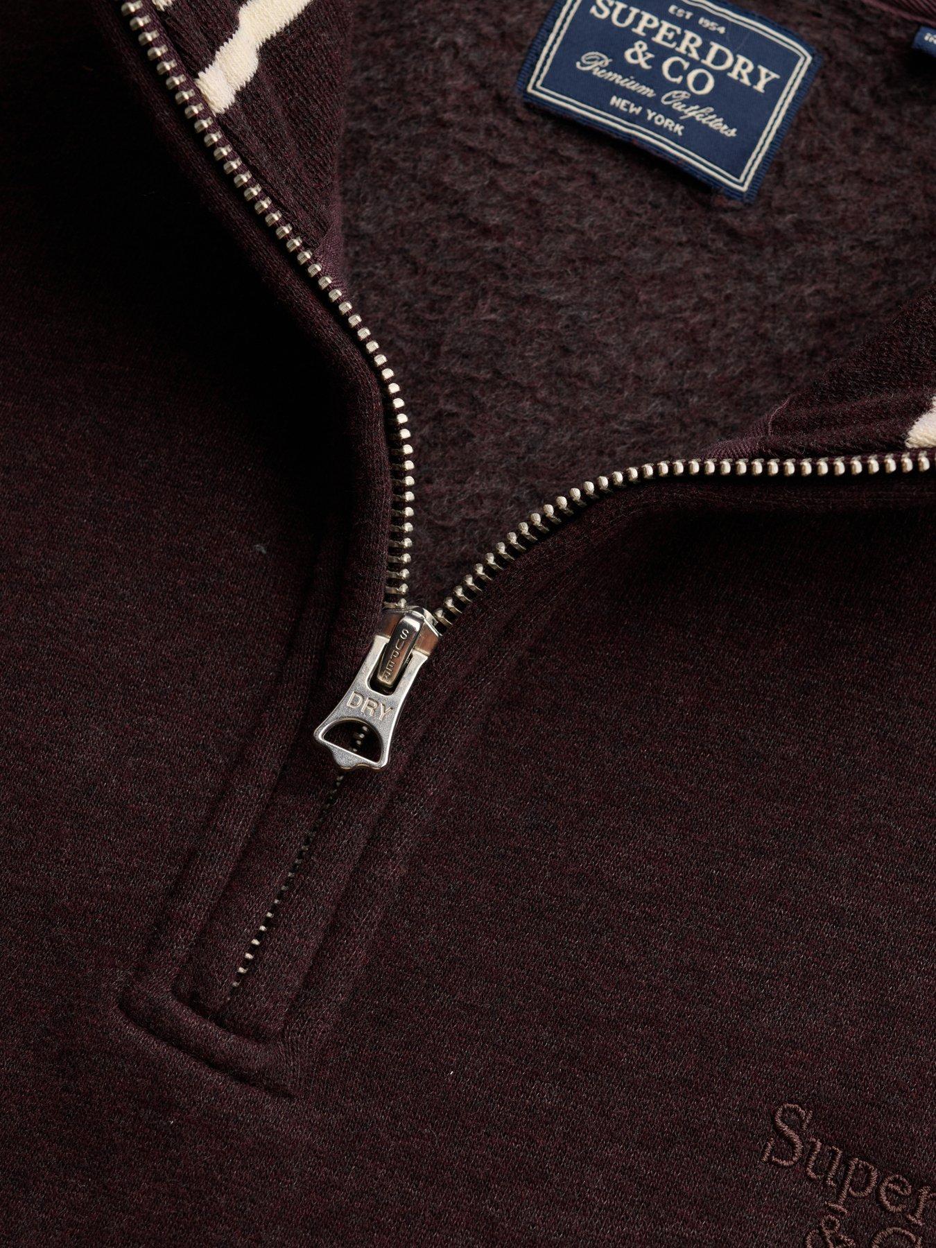 Image 6 of 7 of Superdry Mens Essential Serif Logo Half Zip Sweatshirt - Dark Red
