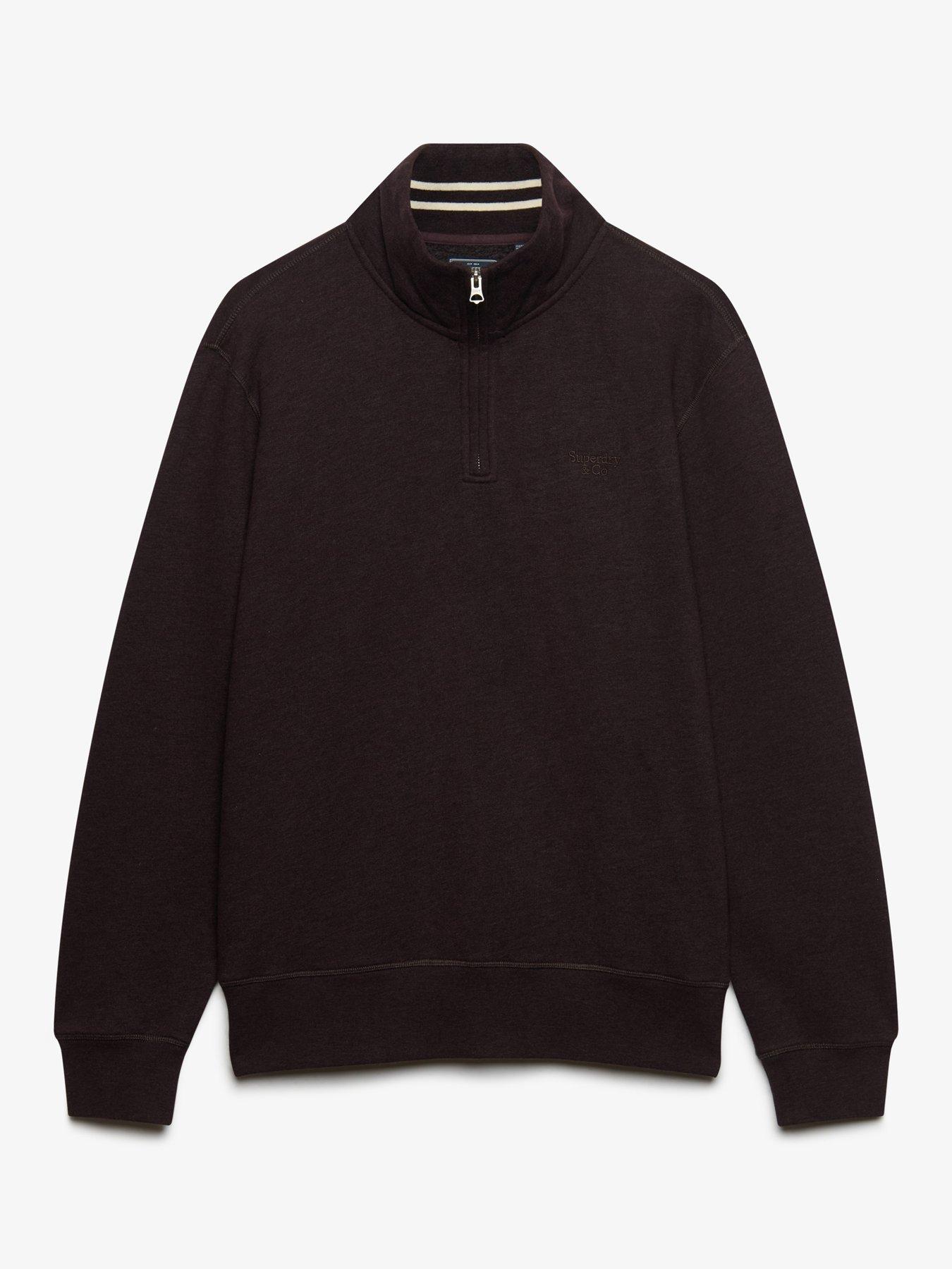 Image 7 of 7 of Superdry Mens Essential Serif Logo Half Zip Sweatshirt - Dark Red