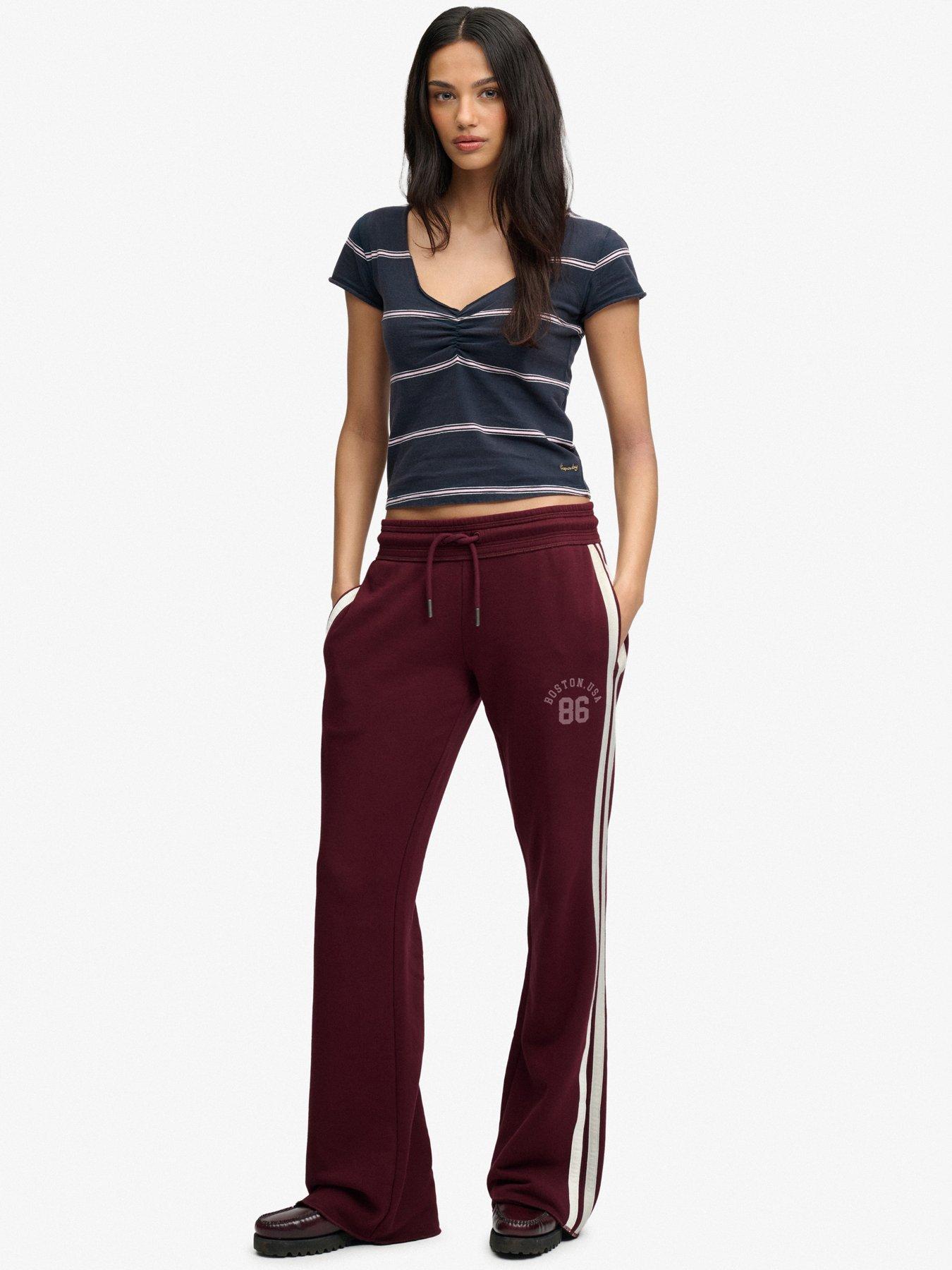 Image 3 of 6 of Superdry Superdry Ath Ess Stripe Flare Joggers - Red