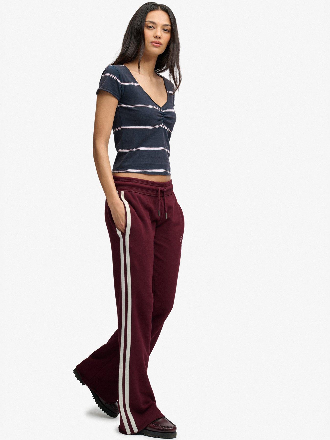 Image 5 of 6 of Superdry Superdry Ath Ess Stripe Flare Joggers - Red