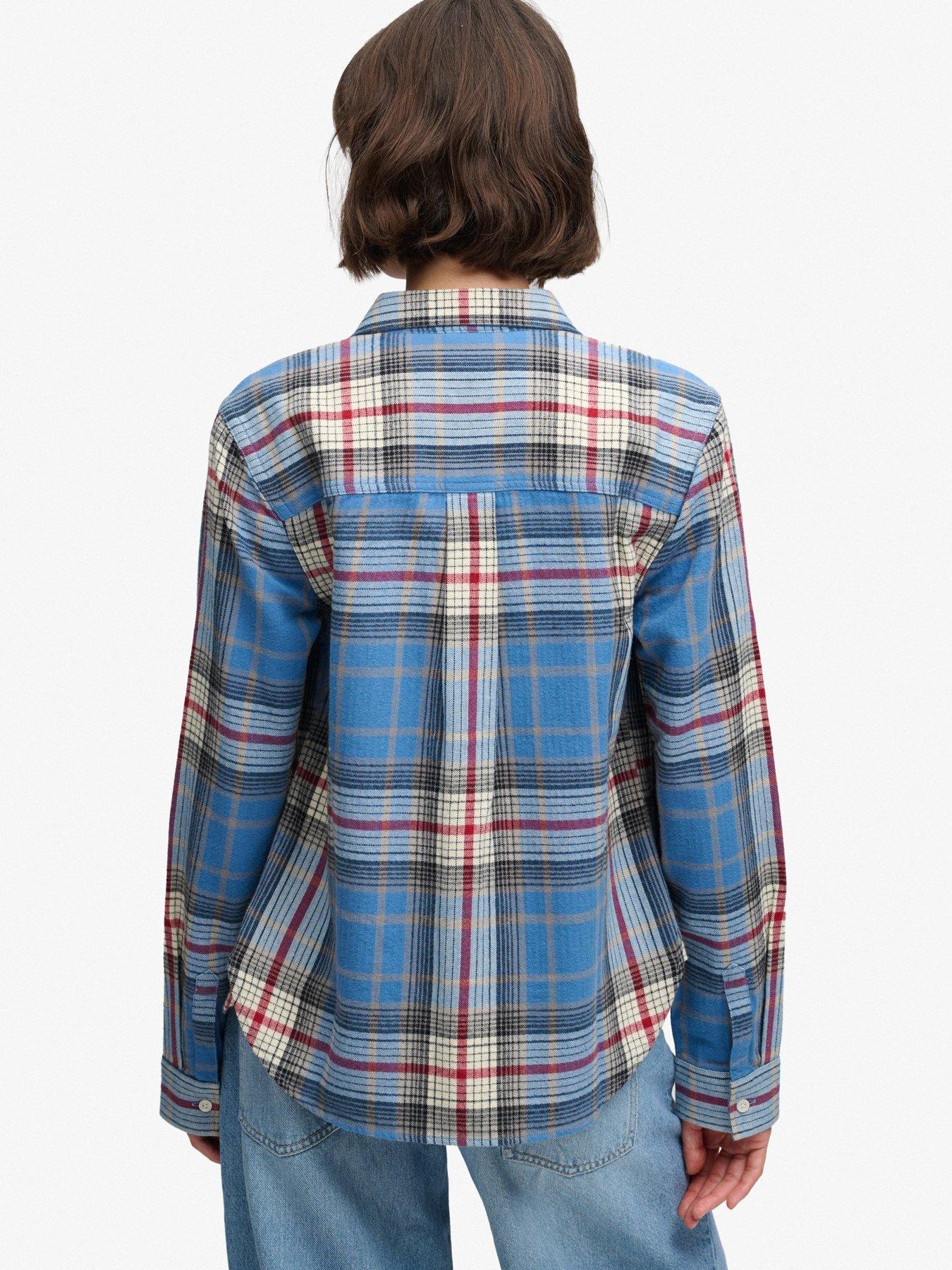 Image 2 of 6 of Superdry Womens Lumberjack Check&nbsp;Cotton Flannel Shirt - Blue