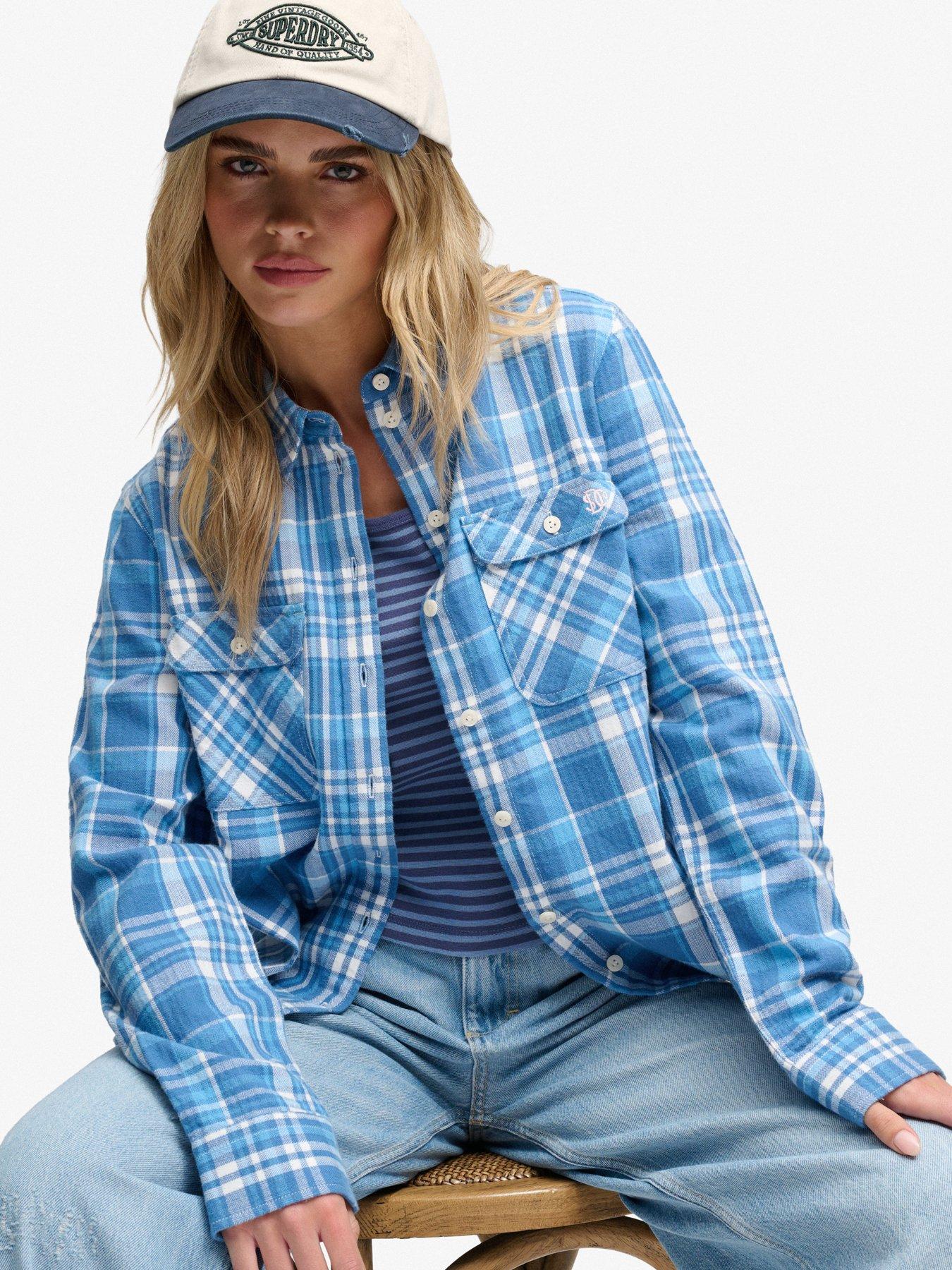 Image 4 of 6 of Superdry Superdry Lumberjack Check Flannel Shirt - Blue