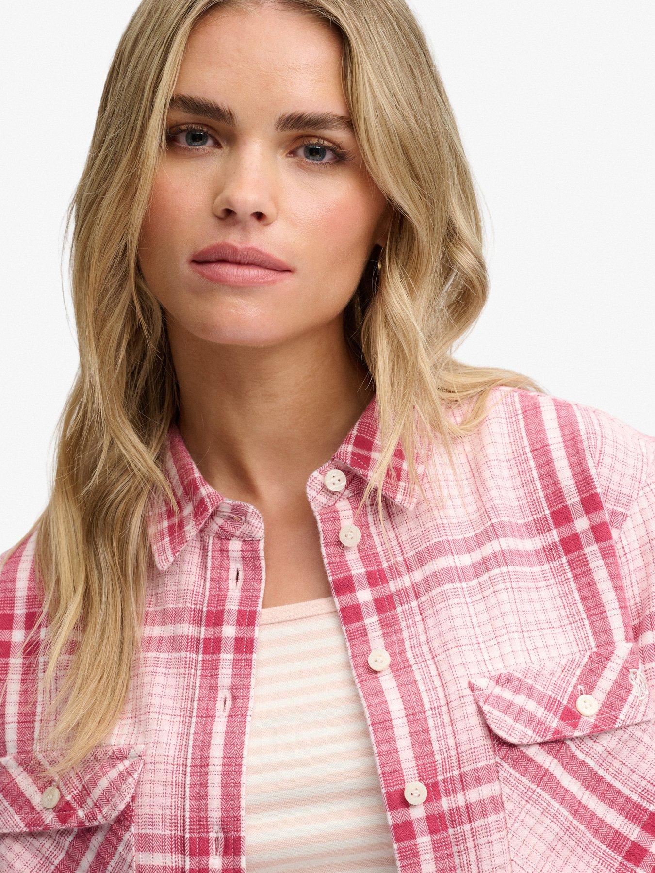 Image 4 of 6 of Superdry Superdry Lumberjack Check Flannel Shirt - Pink