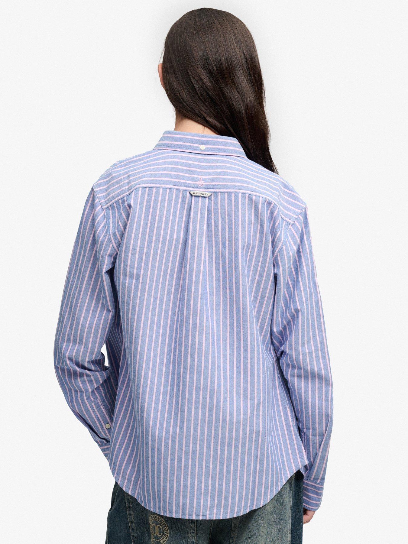 Image 2 of 7 of Superdry Womens Slim Oxford Button-Down Long Sleeve Shirt - Navy