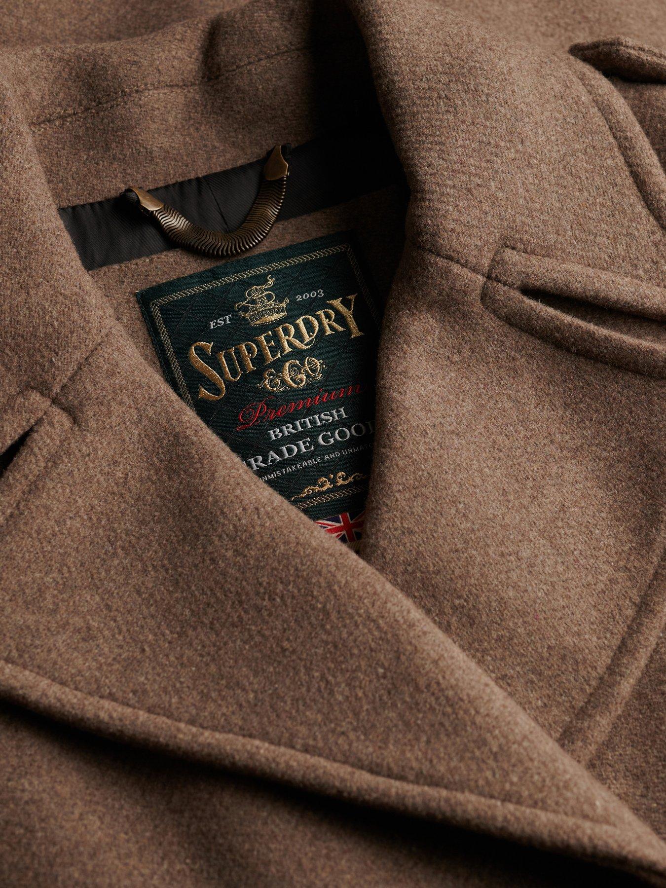 Image 7 of 7 of Superdry Double Breasted Woolblend Overcoat - Brown