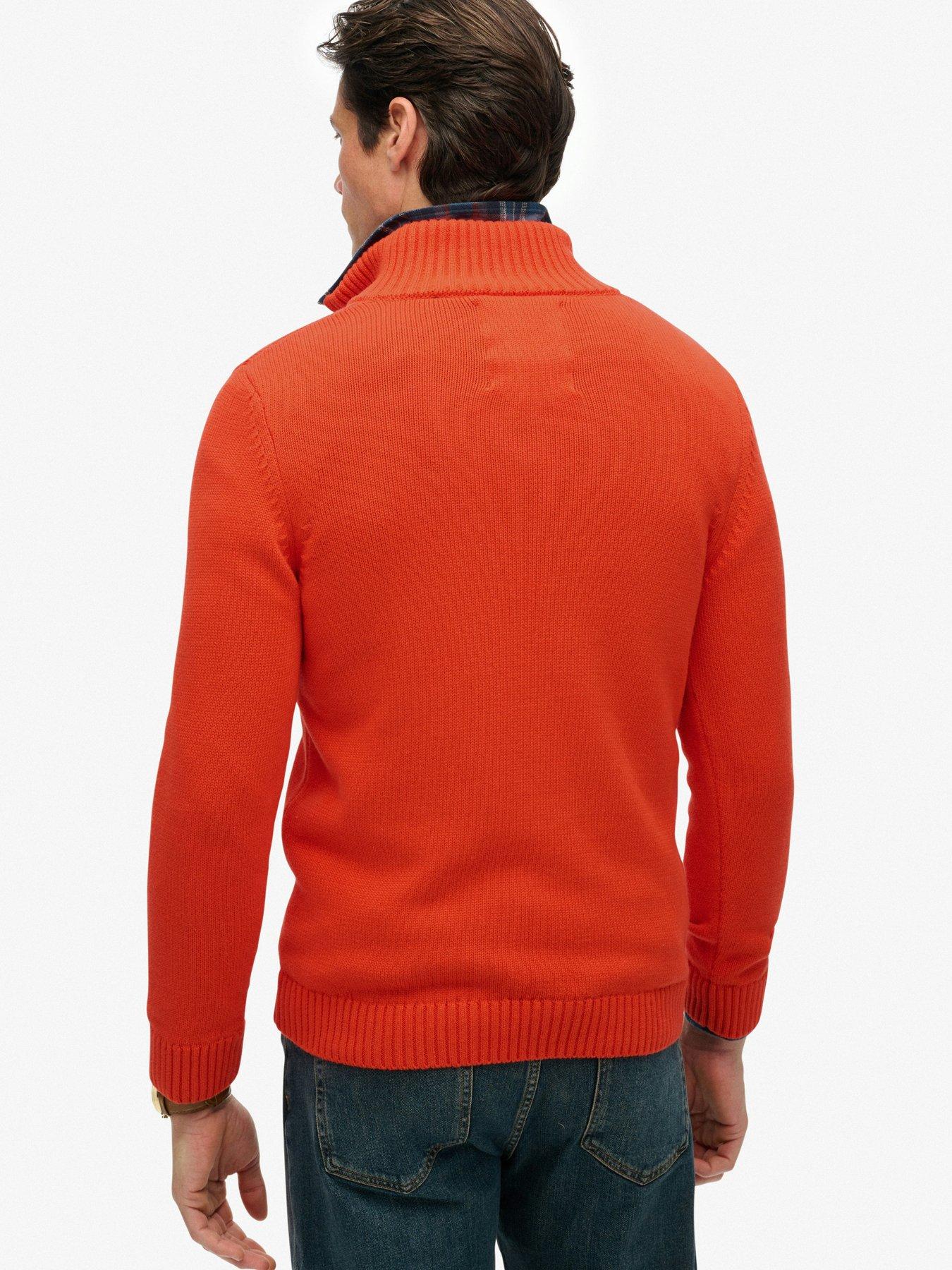 Image 2 of 6 of Superdry Mens Slim Fit Half Zip Trucker Neck Jumper - Orange